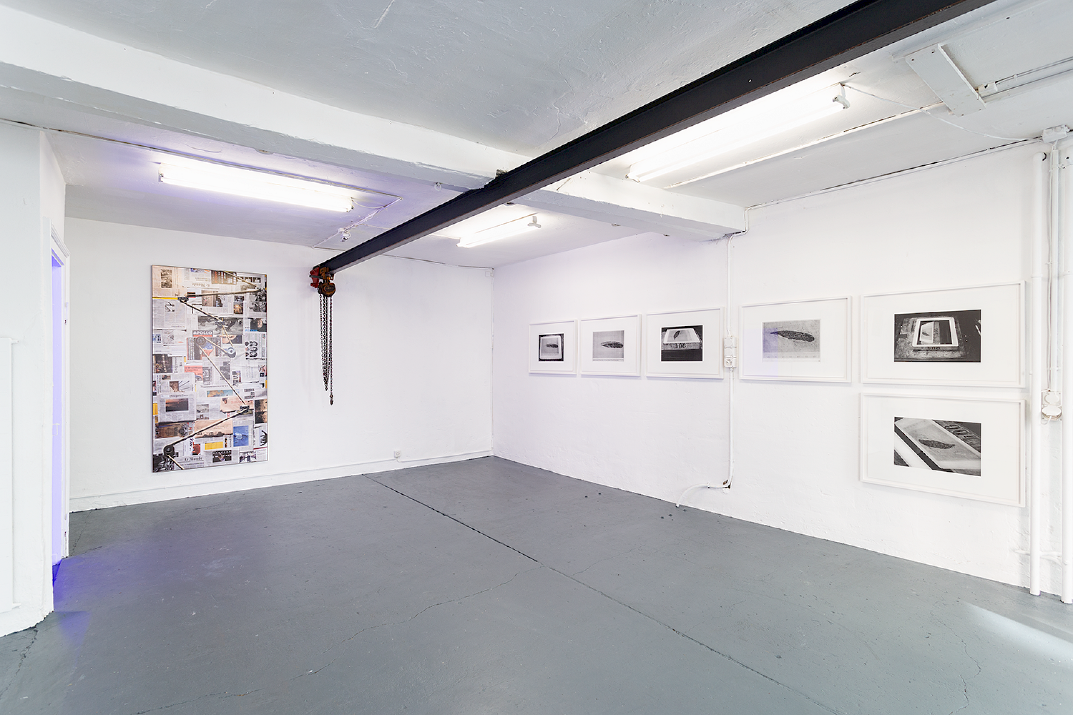 Installation View Groupshow «Double Take» with Chérif & Silvie Defraoui, Manon Wertenbroek, Jason Dodge, Bruno Jakob, Per Kirkeby, Katja Schenker, Vittorio Santoro, Simon Starling, Gregory Hari, Samson Young, Michael Etzensperger, Christoph Hefti at Last Tango Zurich, 2018 / Photography: Kilian Bannwart / Courtesy: the artists and Last Tango