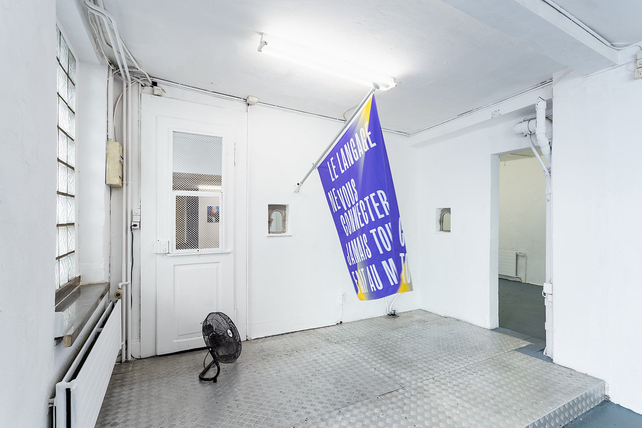 Installation View Groupshow «Double Take / view on Vittorio Santoro, Today I Haven‘t Done Anything to Avoid the Inevitable (Language), 2017» at Last Tango Zurich, 2018 / Photography: Kilian Bannwart / Courtesy: the artists and Last Tango