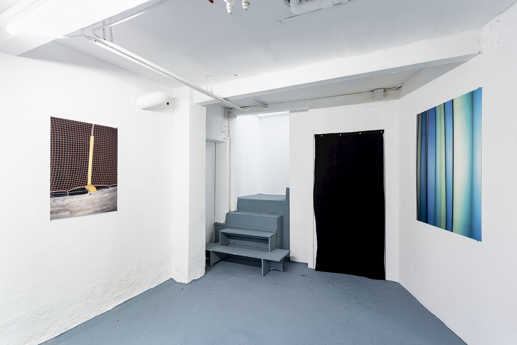 Installation View Groupshow «Double Take» with Chérif & Silvie Defraoui, Manon Wertenbroek, Jason Dodge, Bruno Jakob, Per Kirkeby, Katja Schenker, Vittorio Santoro, Simon Starling, Gregory Hari, Samson Young, Michael Etzensperger, Christoph Hefti at Last Tango Zurich, 2018 / Photography: Kilian Bannwart / Courtesy: the artists and Last Tango