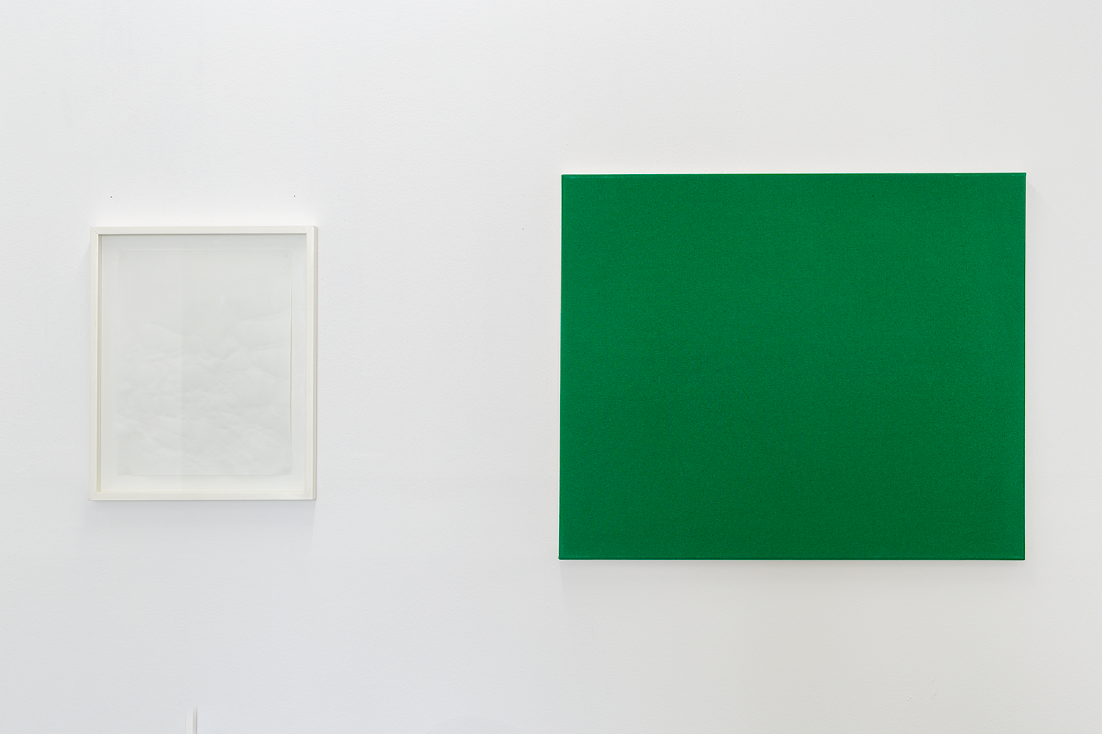 Installation View Groupshow «Double Take / view on Bruno Jakob, Philosophy Escaped (Invisible Painting), The Mutilated Meaning, 1999» at Last Tango Zurich, 2018 / Photography: Kilian Bannwart / Courtesy: the artists and Last Tango