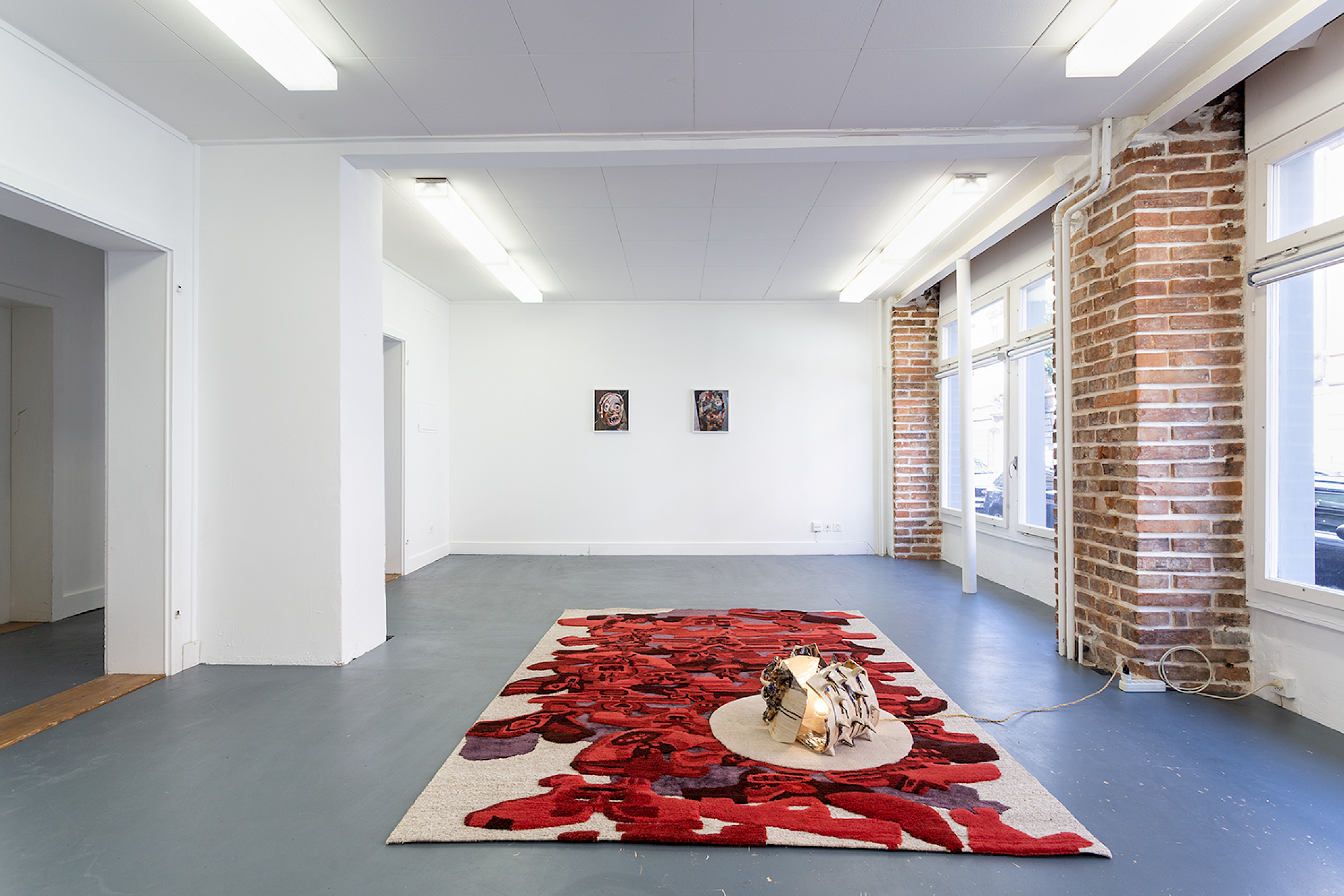 Installation View Groupshow «Double Take» with Chérif & Silvie Defraoui, Manon Wertenbroek, Jason Dodge, Bruno Jakob, Per Kirkeby, Katja Schenker, Vittorio Santoro, Simon Starling, Gregory Hari, Samson Young, Michael Etzensperger, Christoph Hefti at Last Tango Zurich, 2018 / Photography: Kilian Bannwart / Courtesy: the artists and Last Tango