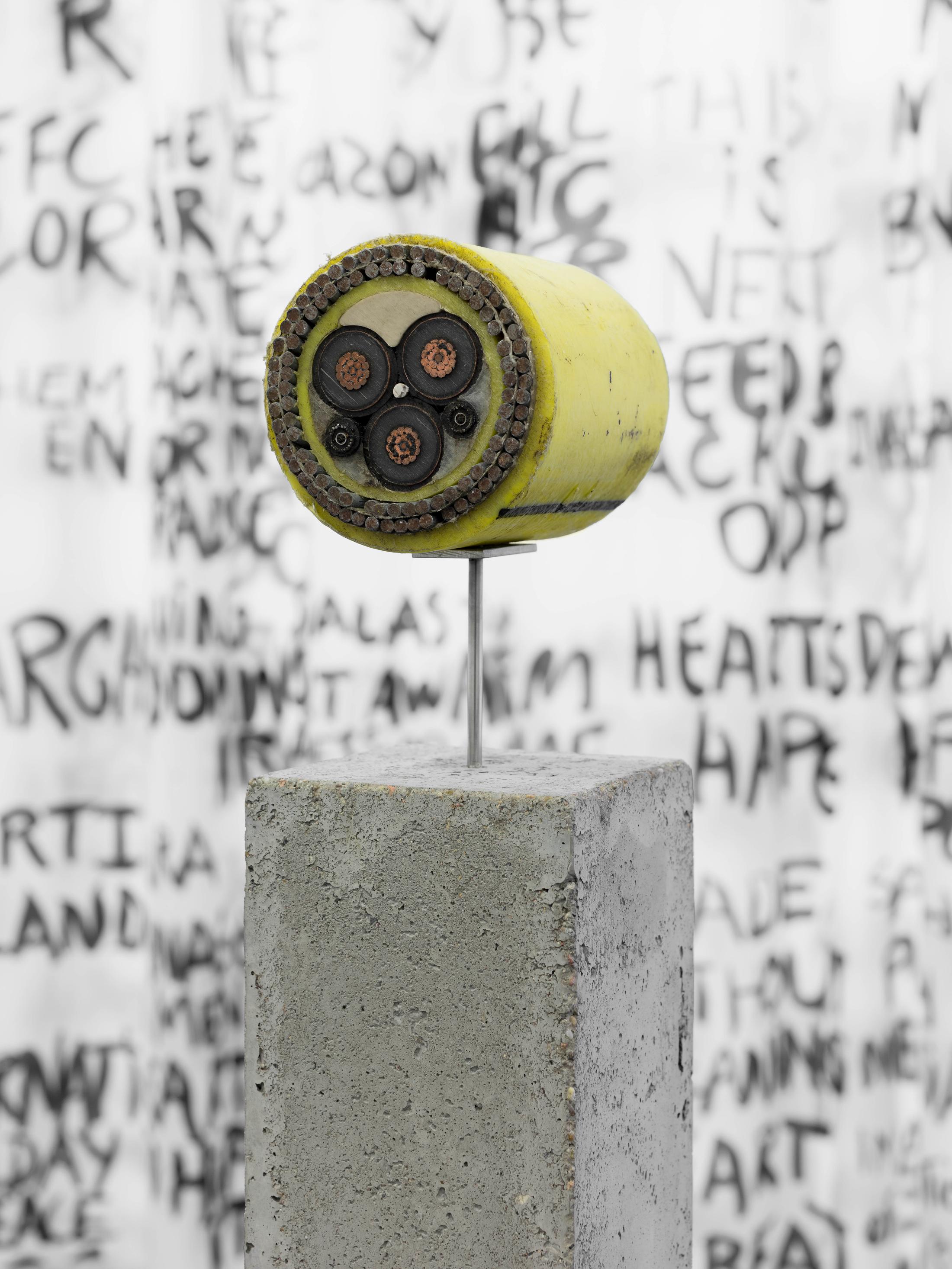 Exhibition View Groupshow «Hunter Of Worlds / view on Nina Canell, Brief Syllable (Tripled) (2018), detail» at SALTS, Birsfelden / Photo: Gunnar Meier / Courtesy: the artist and SALTS