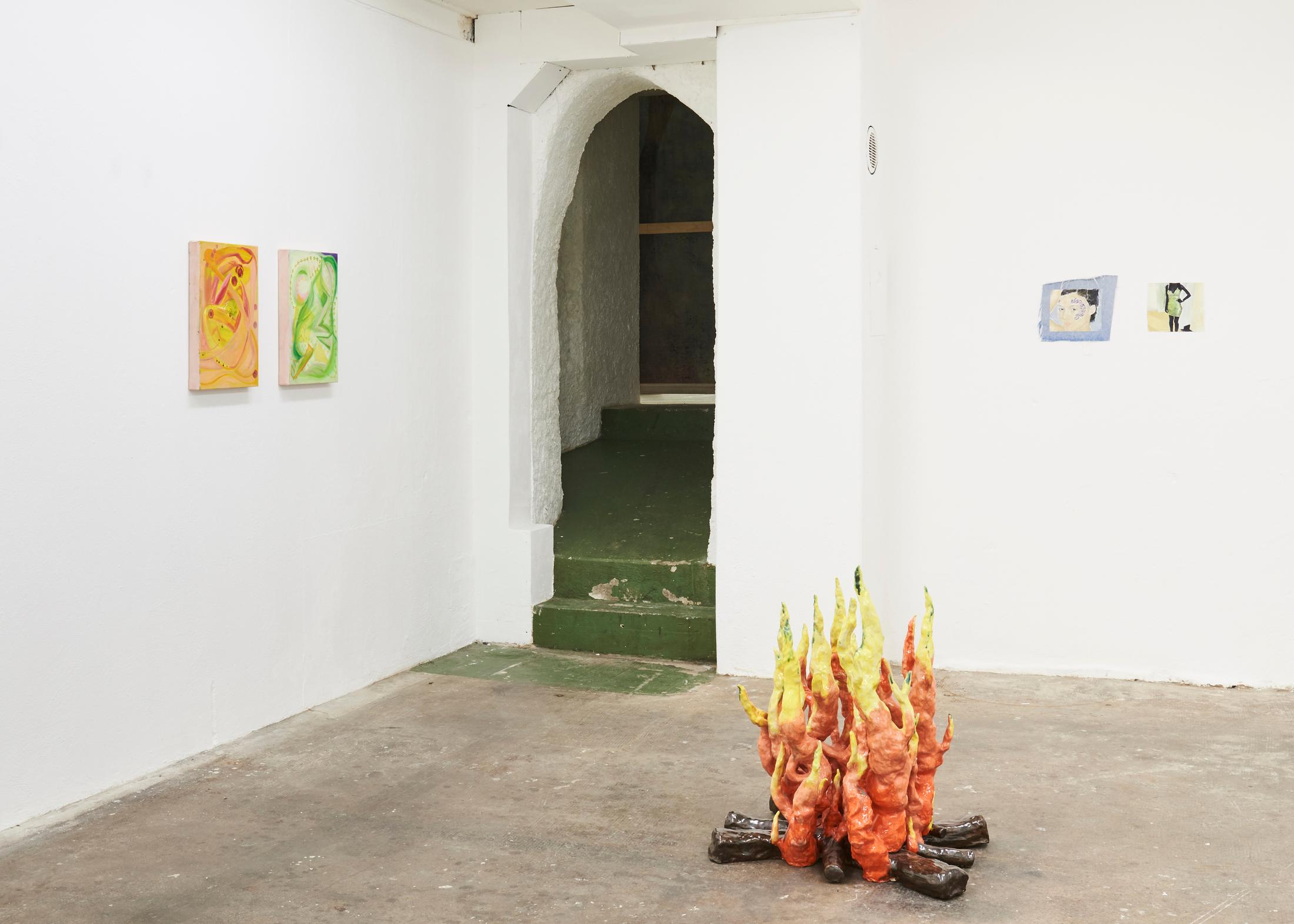 Exhibition View Groupshow «If it's Conceivable it's Possible» with Marilou Bal, Mathieu Dafflon, Anna Diehl, Séverine Heizmann, Maya Hottarek, Matthias Liechti, Ivan Mitrovic, Raphael Stucky and Cassidy Toner at WallRiss, Fribourg / Photo: Guillaume Baeriswyl