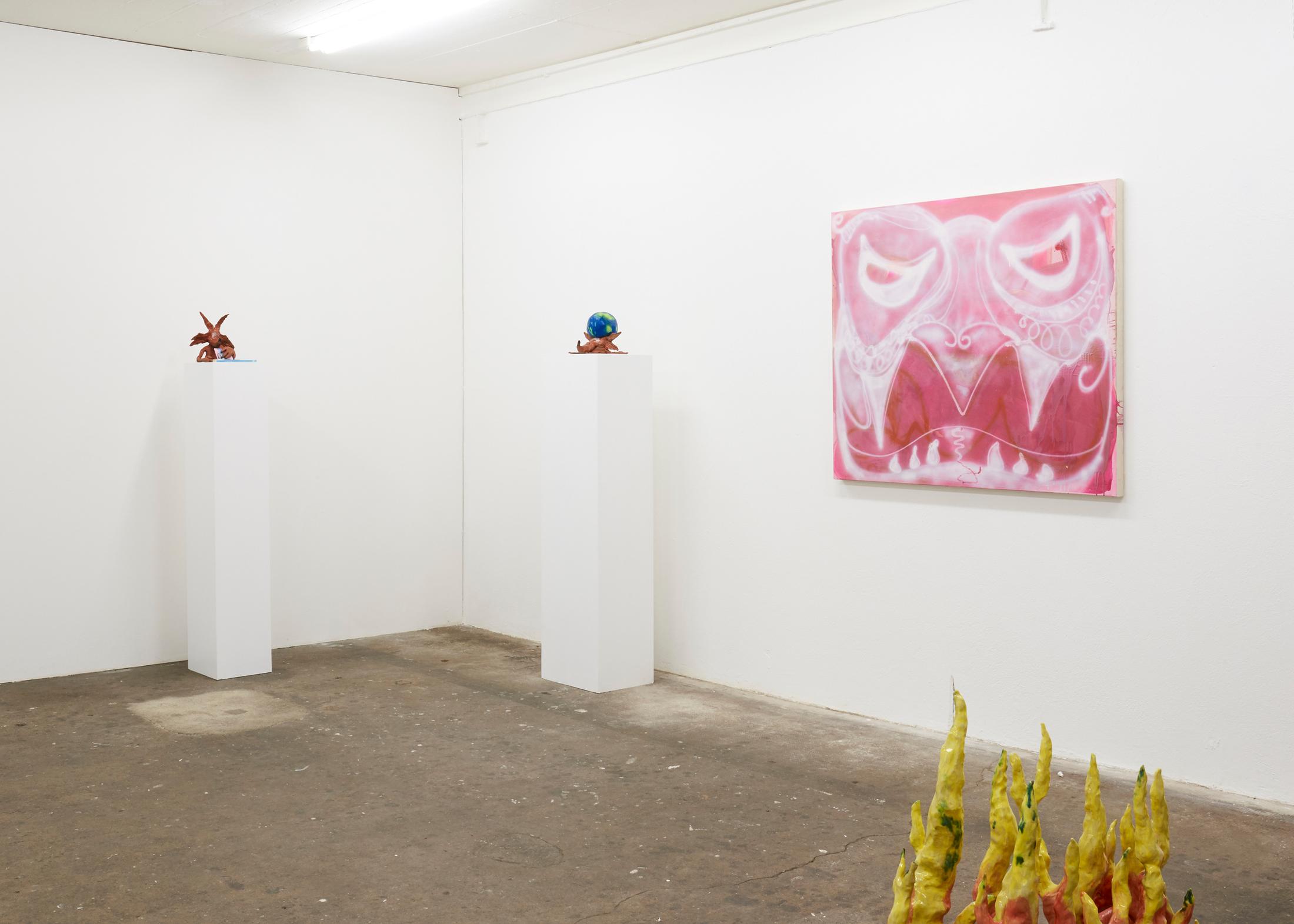 Exhibition View Groupshow «If it's Conceivable it's Possible» with Marilou Bal, Mathieu Dafflon, Anna Diehl, Séverine Heizmann, Maya Hottarek, Matthias Liechti, Ivan Mitrovic, Raphael Stucky and Cassidy Toner at WallRiss, Fribourg / Photo: Guillaume Baeriswyl