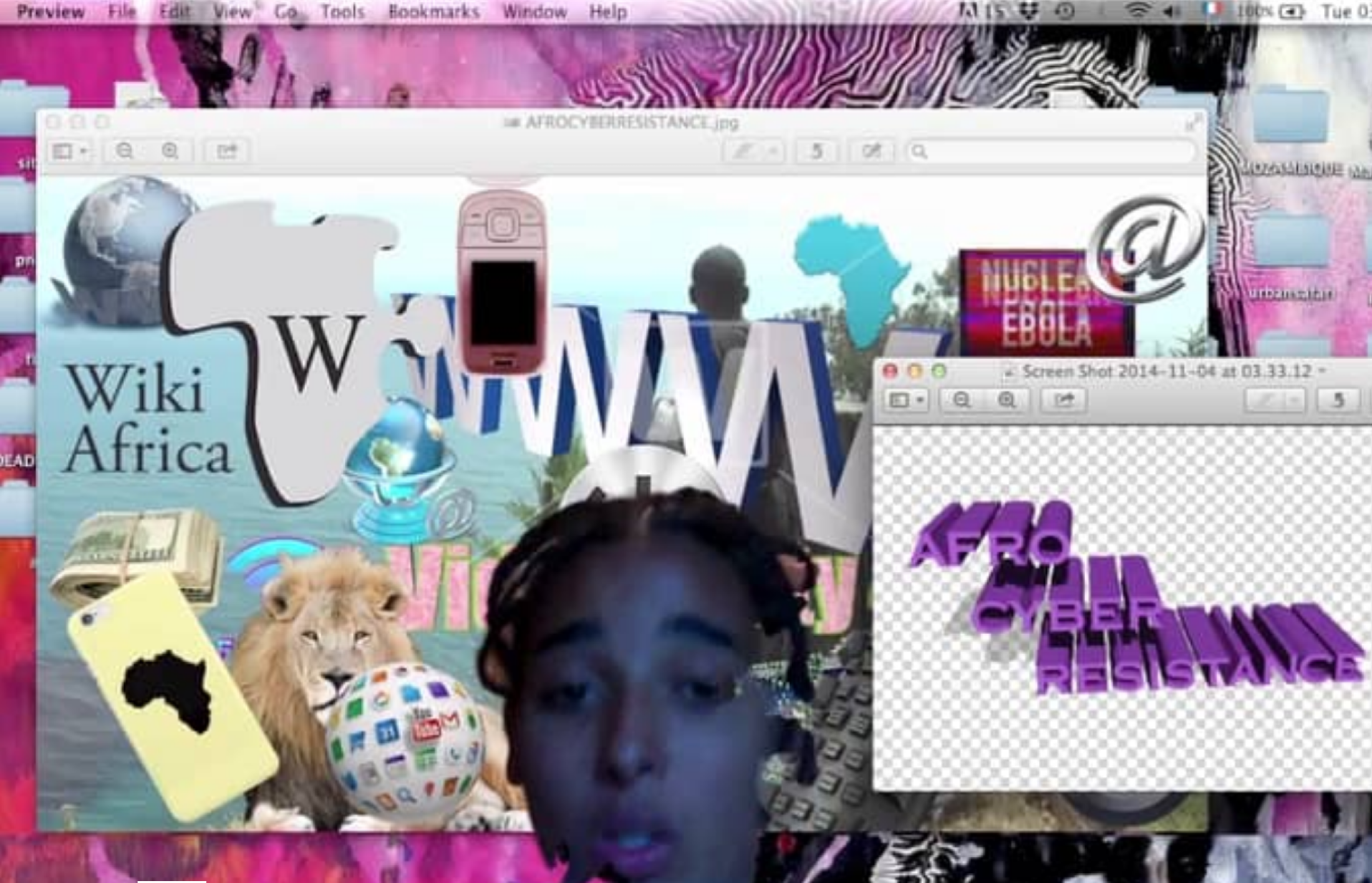 Exhibition View Groupshow «Le Soin des Possibles; view on Tabita Rezaire, Afro Cyber Resistance, 2015, video still» at 1.1, Basel, 2019 / Photo: Jelly Luise / Courtesy: the artist