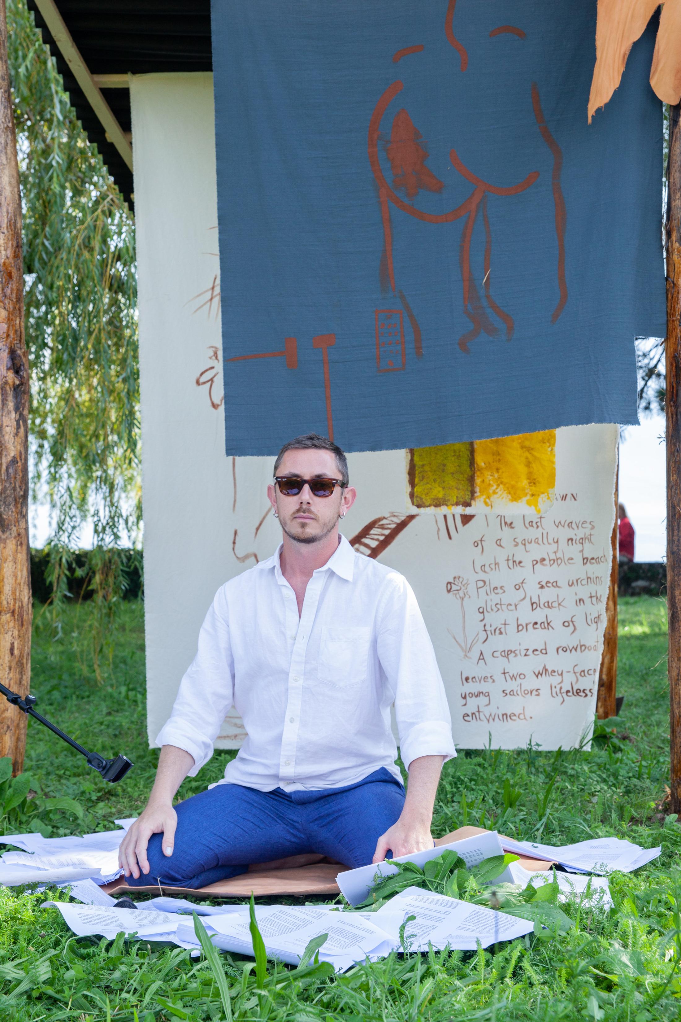 Exhibition View Groupshow «Modern Nature – an hommage to Derek Jarman; view on Garrett Nelson, Desperate Water (2019)» at La Becque, La Tour-de-Peilz, 2019 / Photo: © Diana Martin / Courtesy: the artist and La Becque