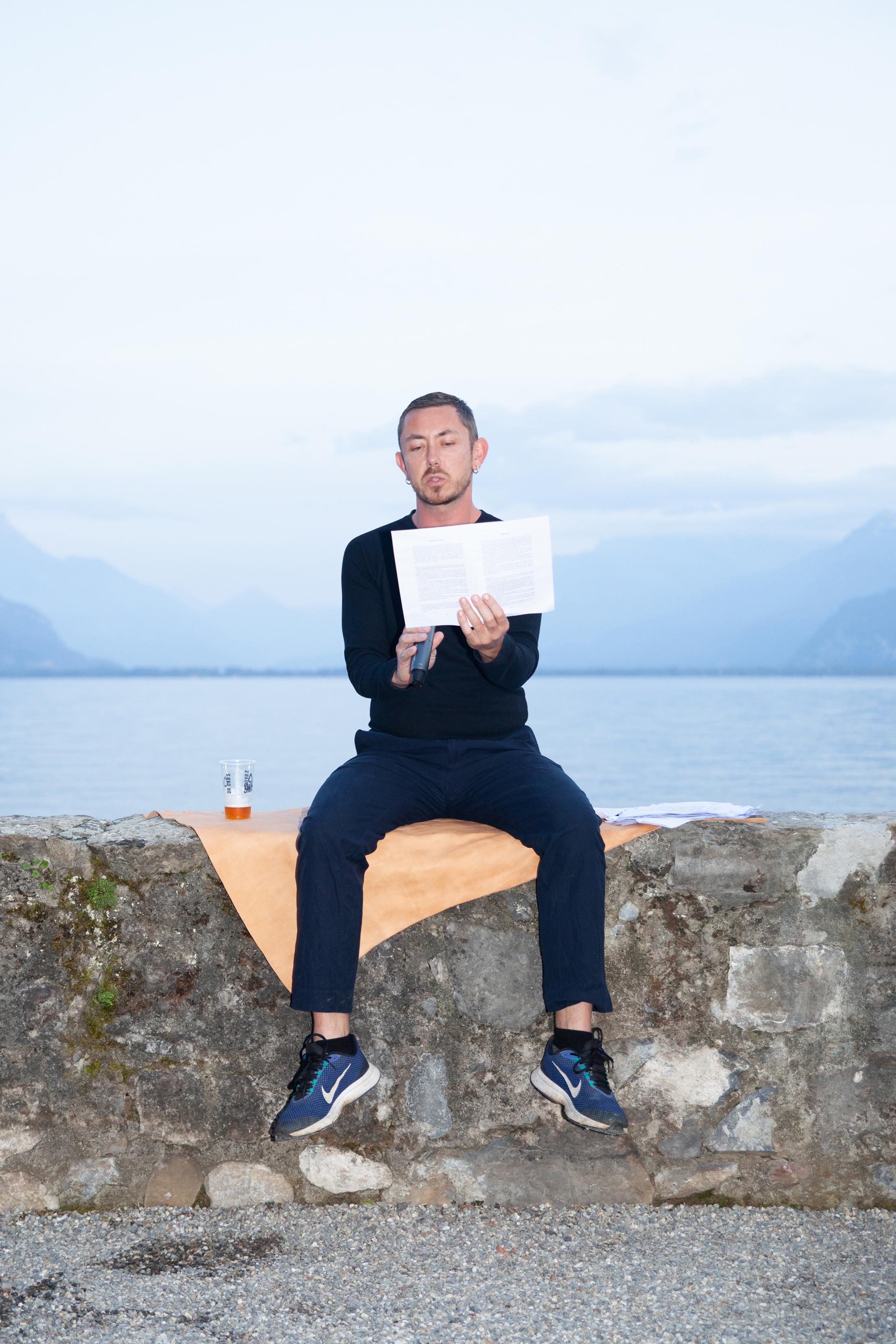 Exhibition View Groupshow «Modern Nature – an hommage to Derek Jarman; view on Garrett Nelson, Desperate Water (2019)» at La Becque, La Tour-de-Peilz, 2019 / Photo: © Diana Martin / Courtesy: the artist and La Becque