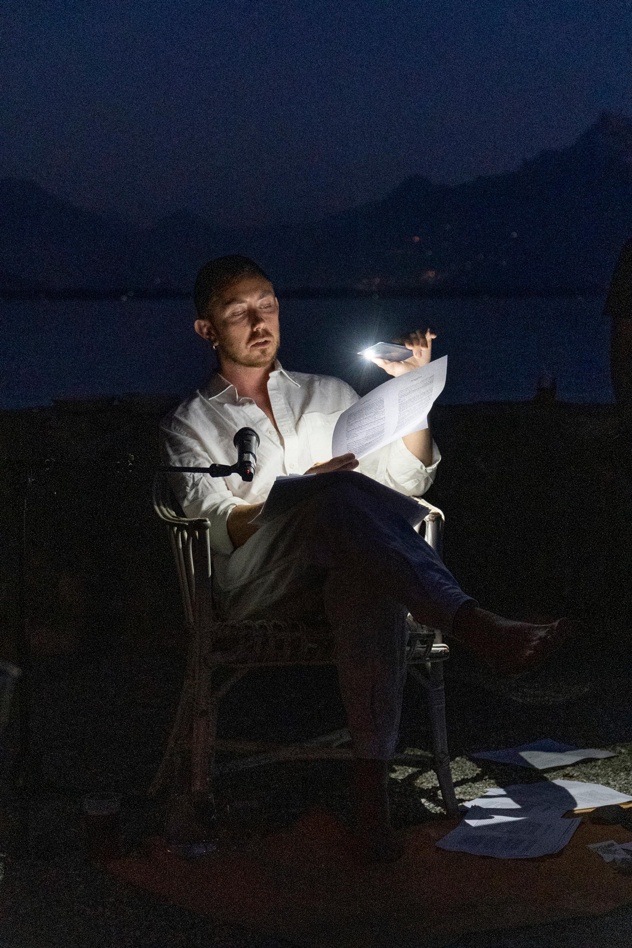 Exhibition View Groupshow «Modern Nature – an hommage to Derek Jarman; view on Garrett Nelson, Desperate Water (2019)» at La Becque, La Tour-de-Peilz, 2019 / Photo: © Julien Gremaud / Courtesy: the artist and La Becque