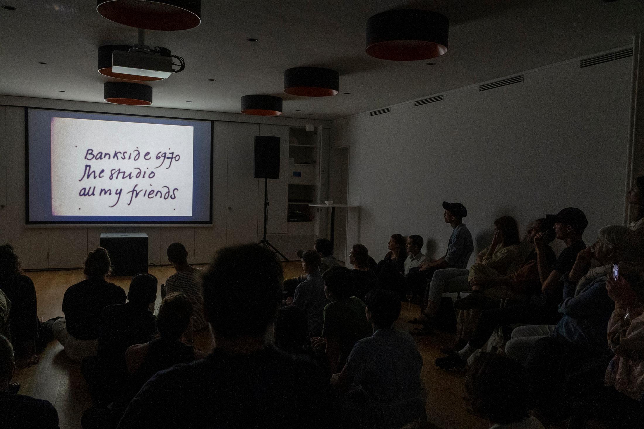 Exhibition View Groupshow «Modern Nature – an hommage to Derek Jarman; view on Simon Fisher Turner performing live score on Derek Jarman’s Blue and a selection of super-8 movies, 2019» at La Becque, La Tour-de-Peilz, 2019 / Photo: © Julien Gremaud / Courtesy: the artist and La Becque