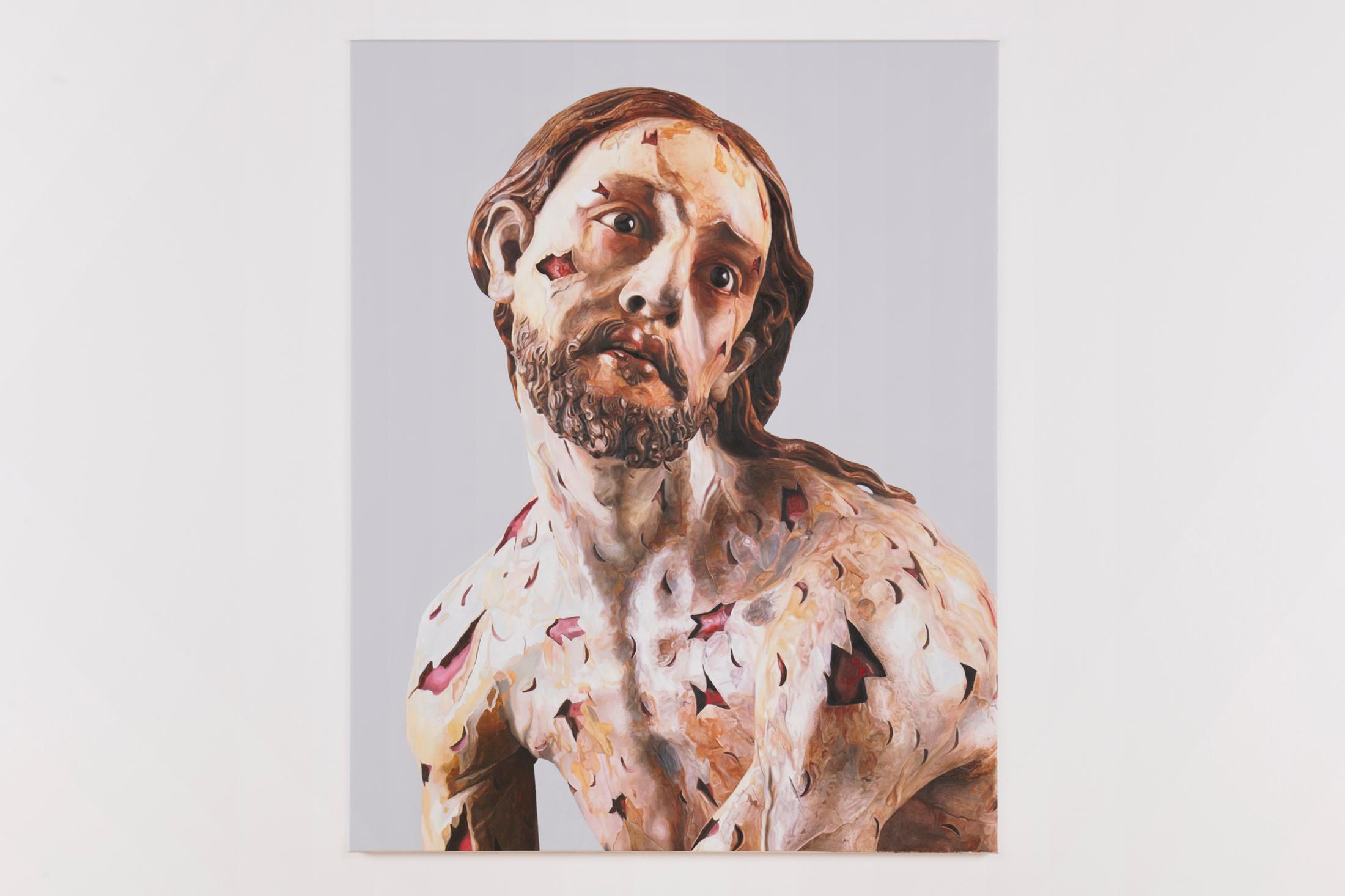 Exhibition View Hamishi Farah Solo Show «Dog Heaven 2, How Sweet the Wound of Jesus Tastes; view on Hamishi Farah, Ostentation Vulnerum, 2021» at Fri Art Kunsthalle, Fribourg, 2021 / Photo: Guillaume Python / Courtesy: the artist and Fri Art Kunsthalle