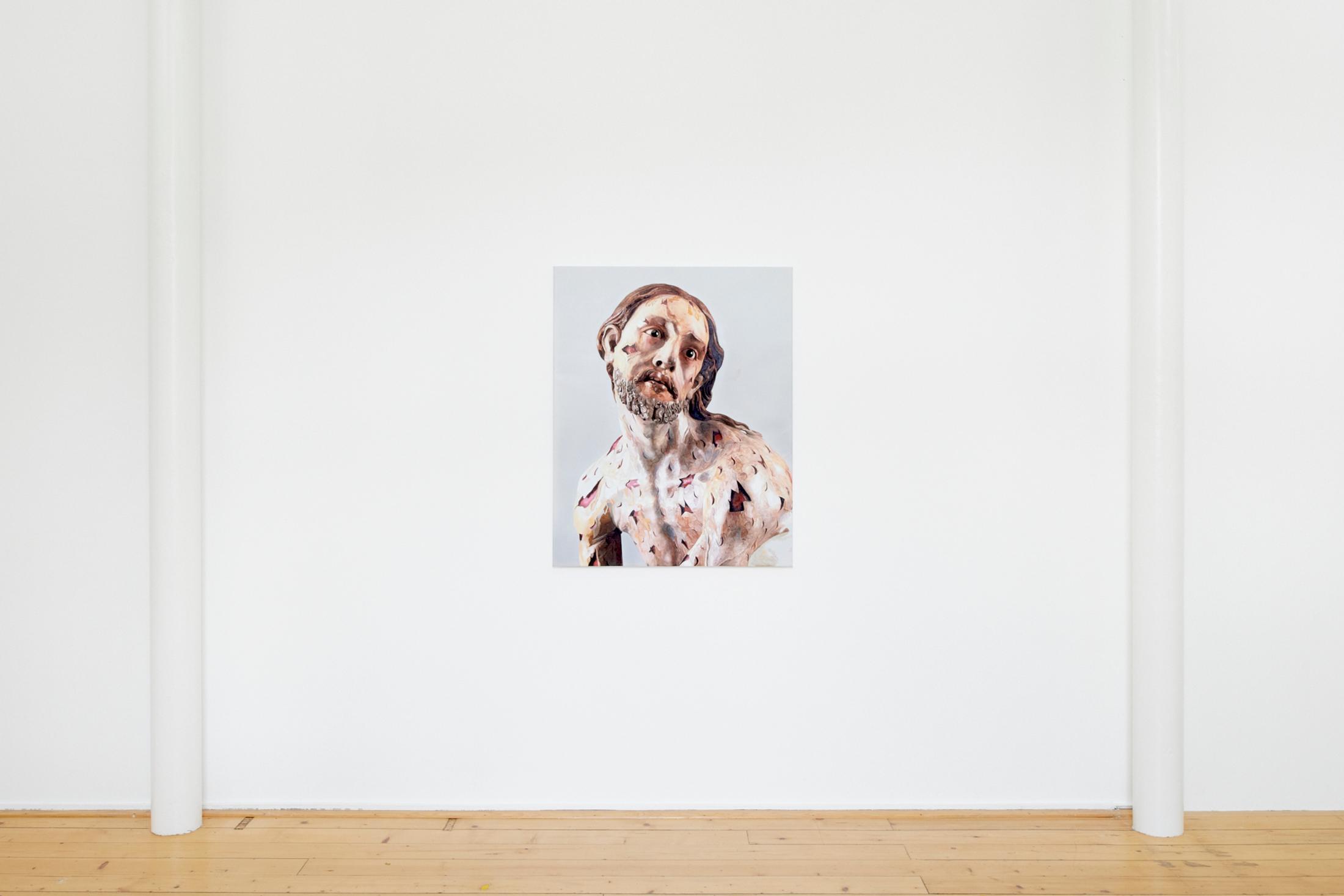 Exhibition View Hamishi Farah Solo Show «Dog Heaven 2, How Sweet the Wound of Jesus Tastes; view on Hamishi Farah, Ostentation Vulnerum, 2021» at Fri Art Kunsthalle, Fribourg, 2021 / Photo: Guillaume Python / Courtesy: the artist and Fri Art Kunsthalle