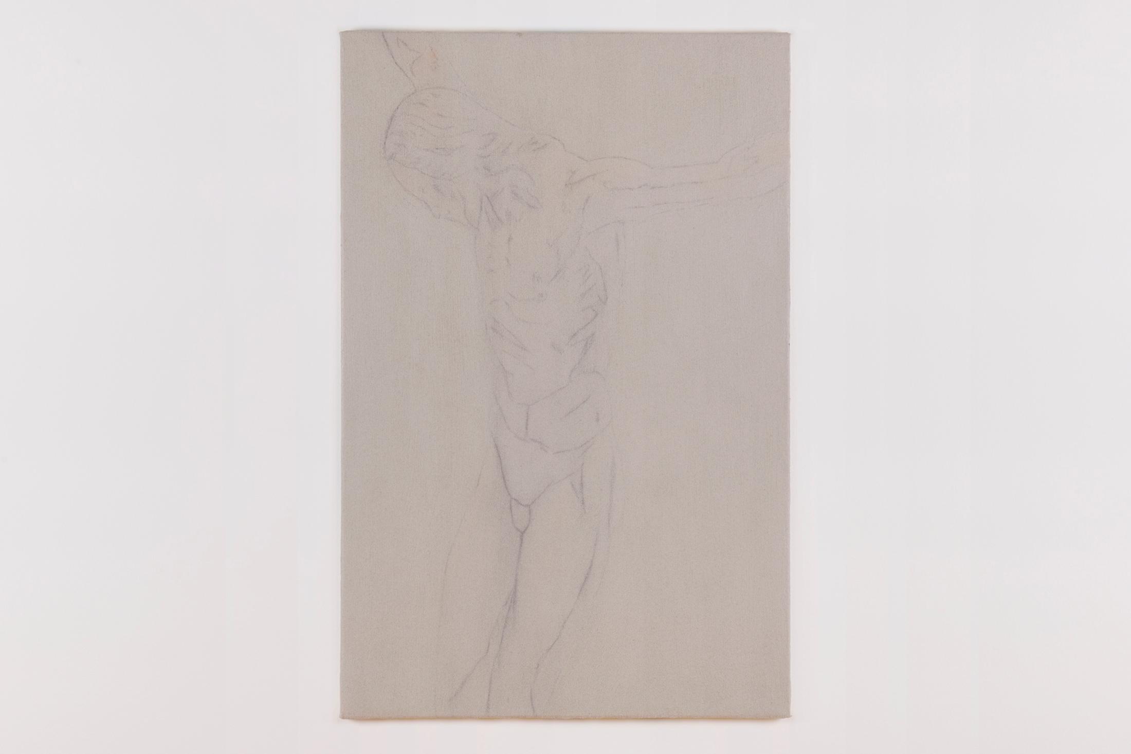 Exhibition View Hamishi Farah Solo Show «Dog Heaven 2, How Sweet the Wound of Jesus Tastes; view on Hamishi Farah, Crucifix, 2021» at Fri Art Kunsthalle, Fribourg, 2021 / Photo: Guillaume Python / Courtesy: the artist and Fri Art Kunsthalle