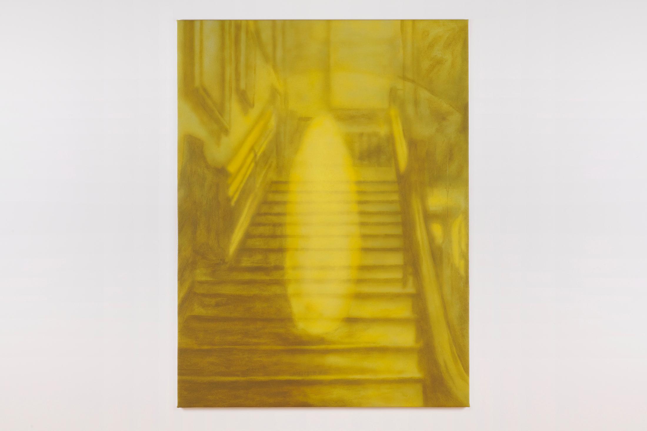 Exhibition View Hamishi Farah Solo Show «Dog Heaven 2, How Sweet the Wound of Jesus Tastes; view on Ghost Descending a Staircase, 2021» at Fri Art Kunsthalle, Fribourg, 2021 / Photo: Guillaume Python / Courtesy: the artist and Fri Art Kunsthalle