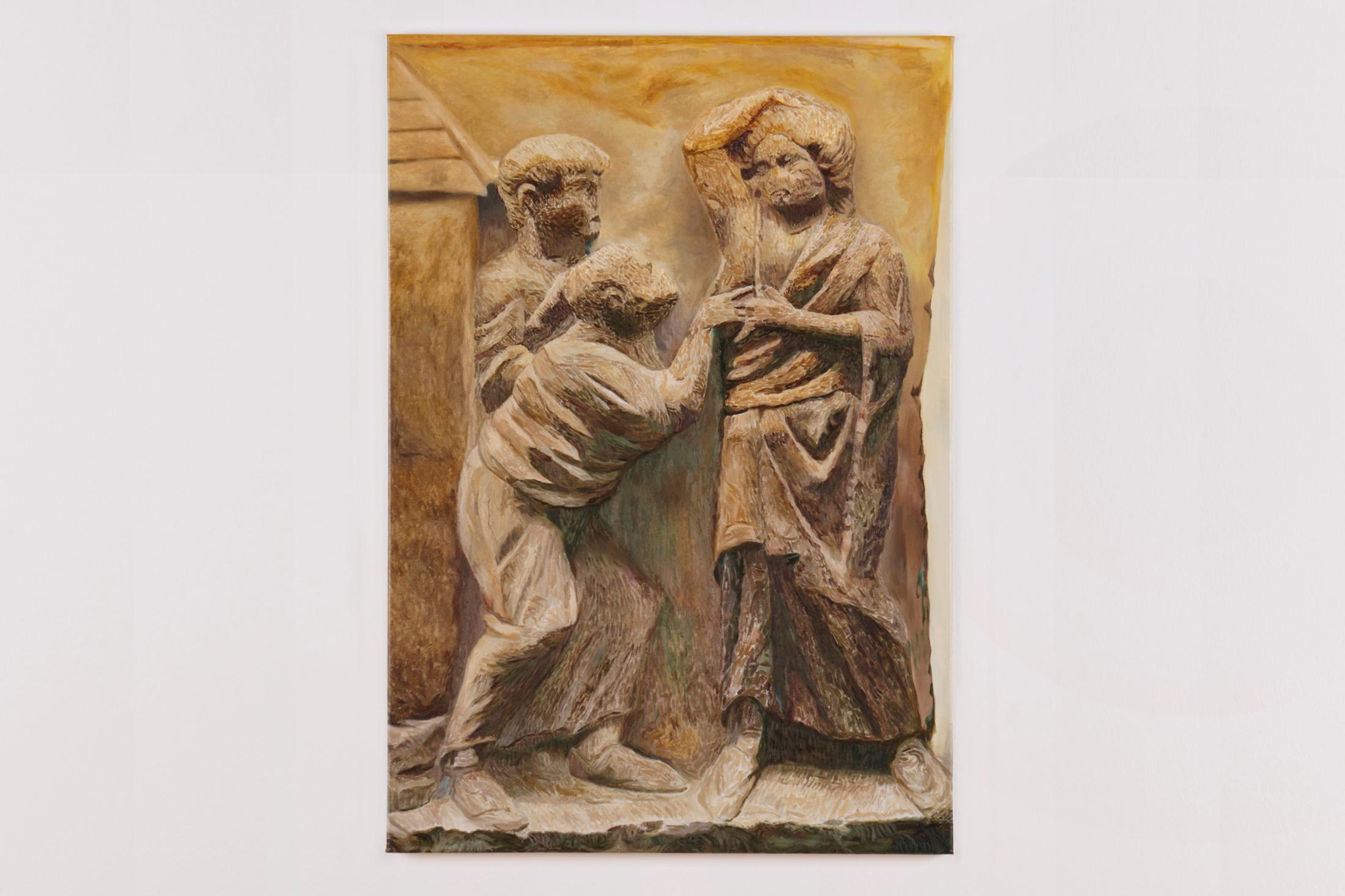 Exhibition View Hamishi Farah Solo Show «Dog Heaven 2, How Sweet the Wound of Jesus Tastes; view on Hamishi Farah, Doubting Thomas, 2021» at Fri Art Kunsthalle, Fribourg, 2021 / Photo: Guillaume Python / Courtesy: the artist and Fri Art Kunsthalle