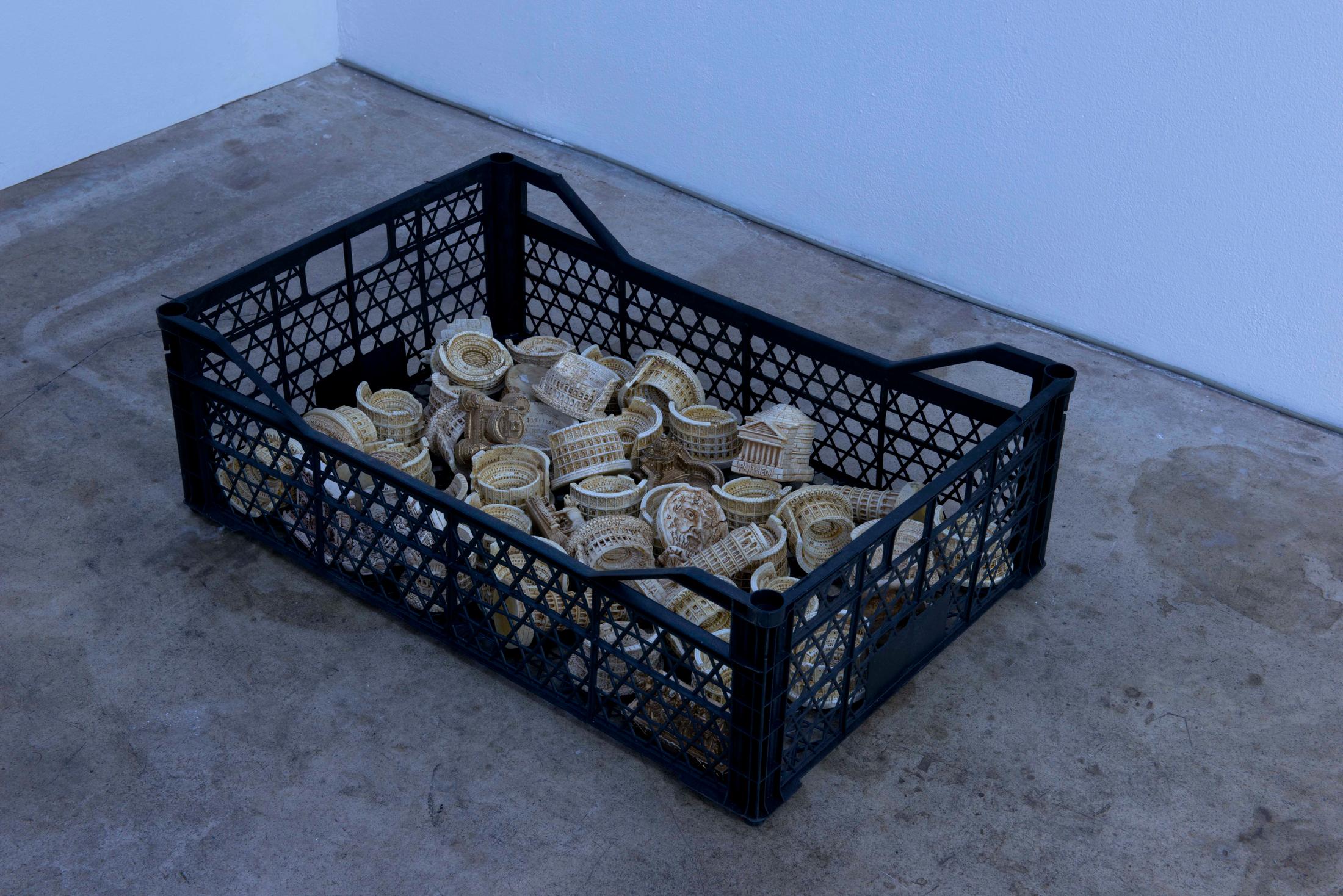 Exhibition View Groupshow «Hypnology ; view on Mitchell Anderson, Crate piece, 2015» at Milieu, Bern, 2018