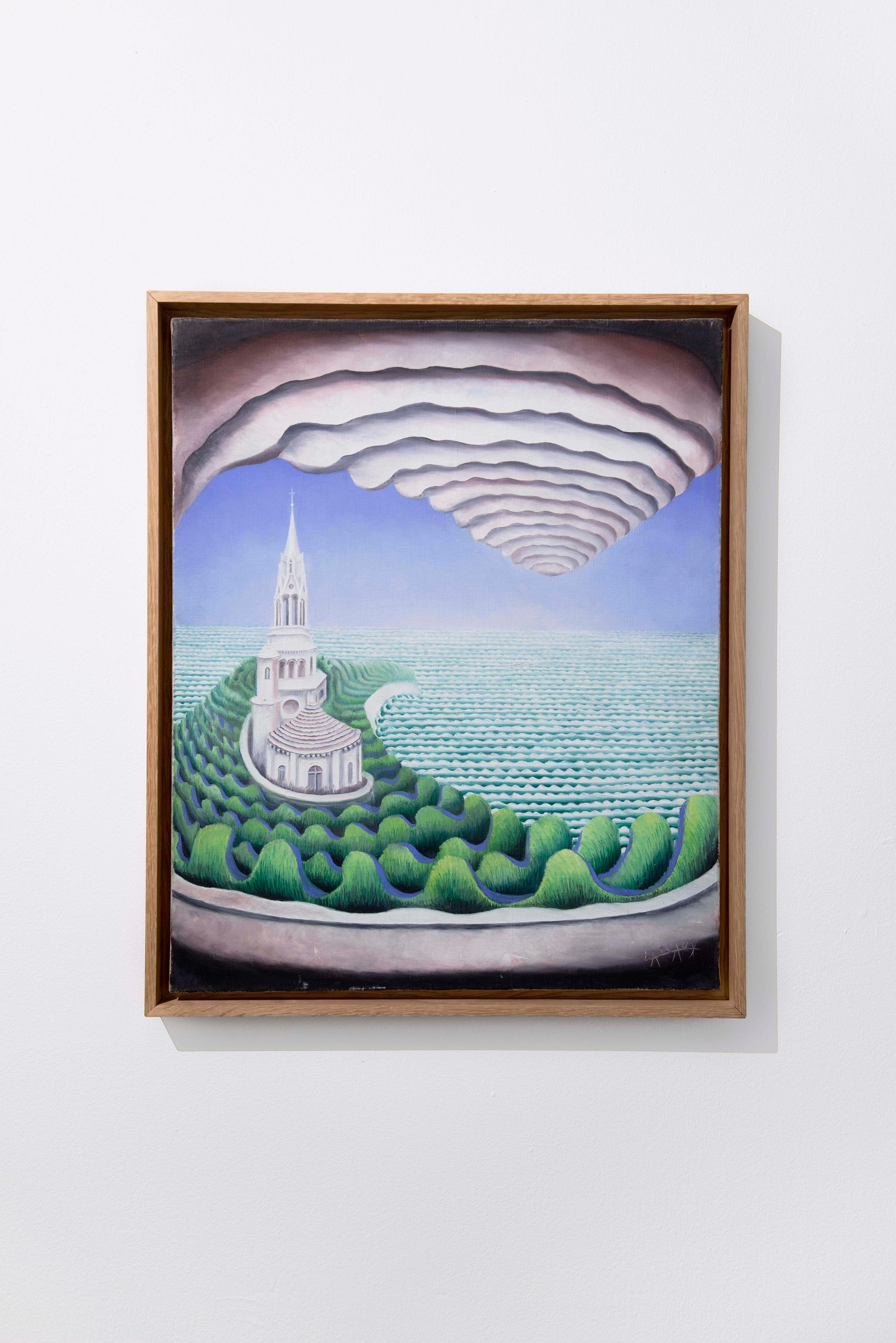 Exhibition View Groupshow «Hypnology ; view on Élie Lascaux, L‘église devant la mer, 1927» at Milieu, Bern, 2018