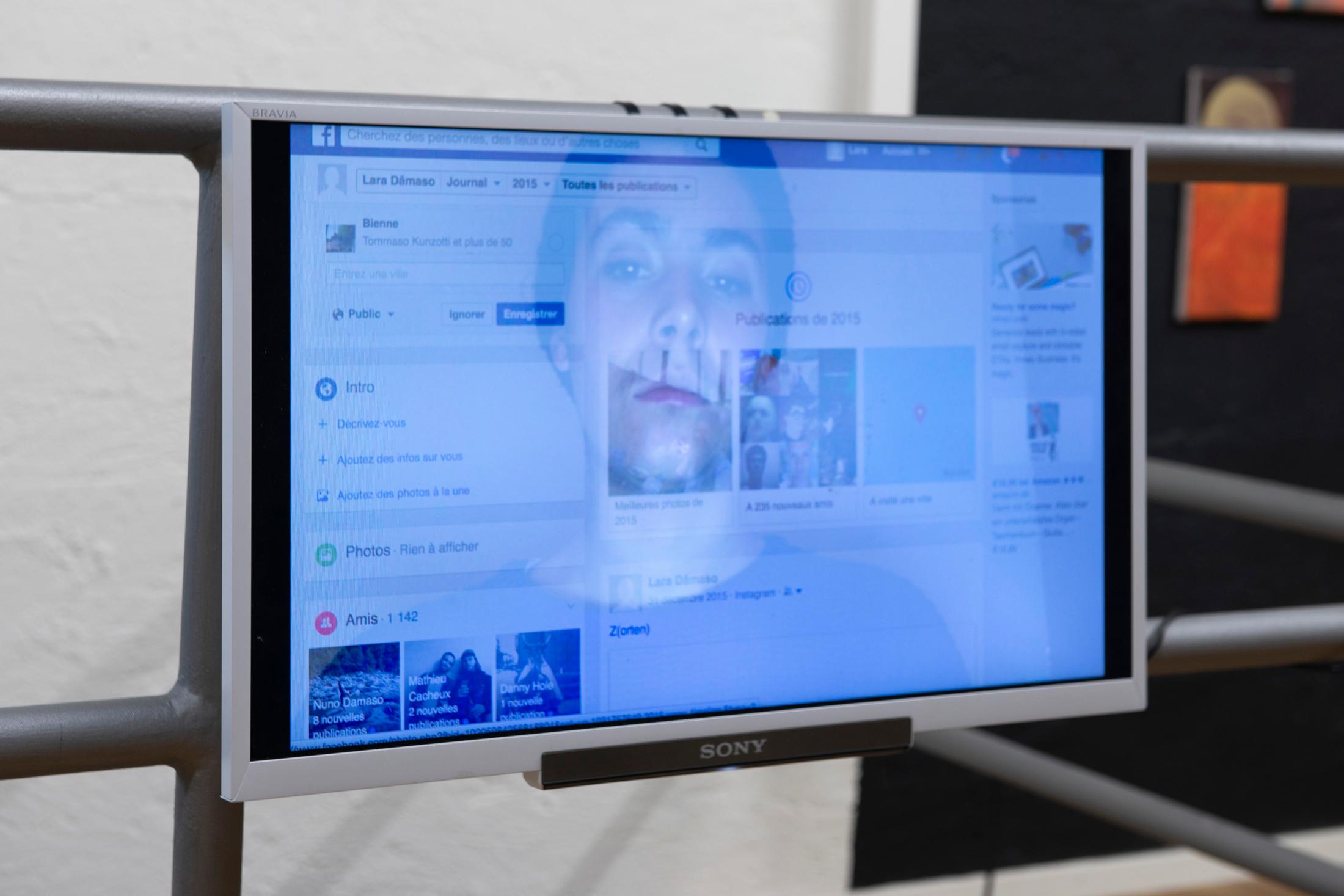 Exhibition View Groupshow «i hate you; view on Lara Dâmaso, Virtually fading, I appear , 2017, HD video, 15° 53‘ 19“» at Plymouth Rock, Zurich, 2020 / Courtesy: the artist and Plymouth Rock