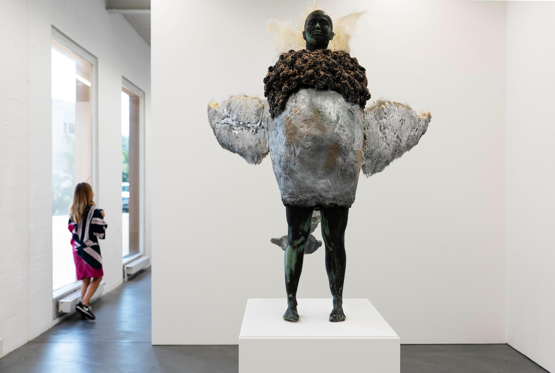 Exhibition View Graduation Show Bachelor and Master Art Institute HGK FHNW, Basel «I-Hood; view on Noemi Pfister, Get the bird out, 2019» at Kunsthaus Baselland, 2019 / Photo: Christoph Bühler / Courtesy: the artists