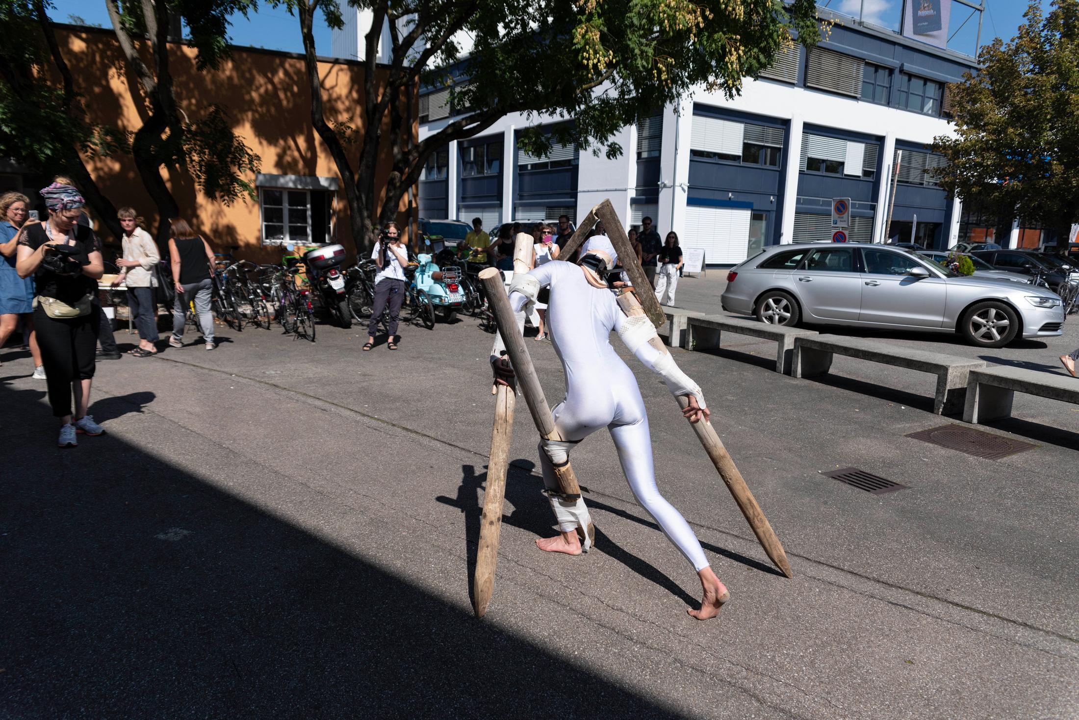 Exhibition View Graduation Show Bachelor and Master Art Institute HGK FHNW, Basel «I-Hood; view on Svenja Schennach, Durch-triebe-n (both stumbling and transforming), 2019» at Kunsthaus Baselland, 2019 / Photo: Christoph Bühler / Courtesy: the artists