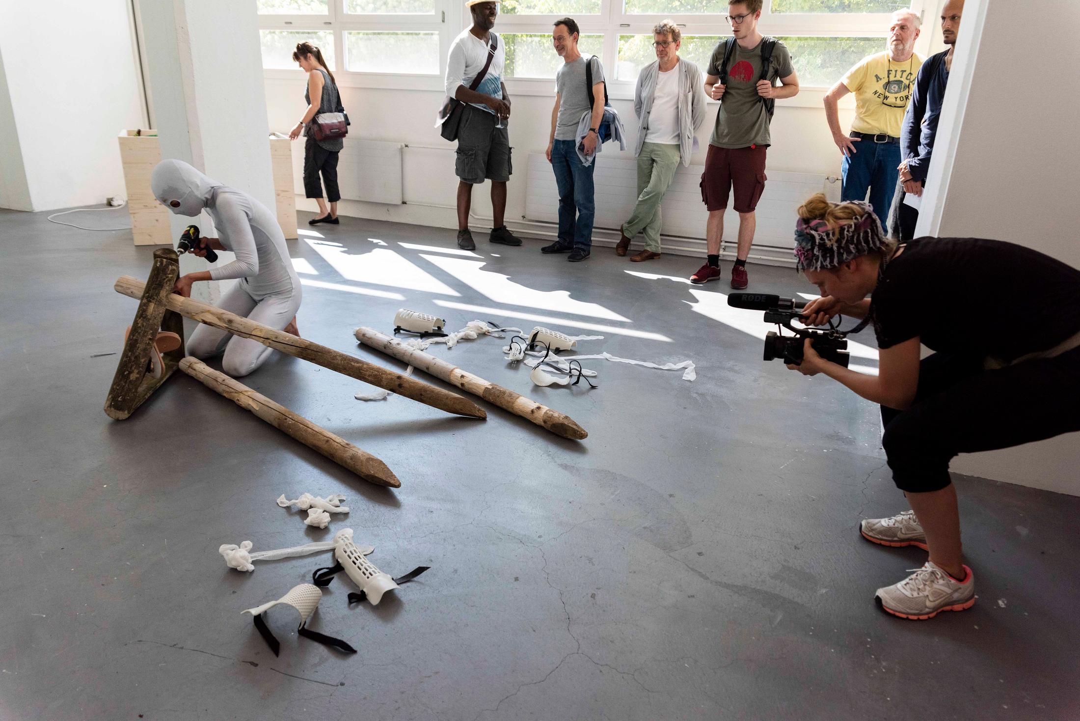 Exhibition View Graduation Show Bachelor and Master Art Institute HGK FHNW, Basel «I-Hood; view on Svenja Schennach, Durch-triebe-n (both stumbling and transforming), 2019» at Kunsthaus Baselland, 2019 / Photo: Christoph Bühler / Courtesy: the artists