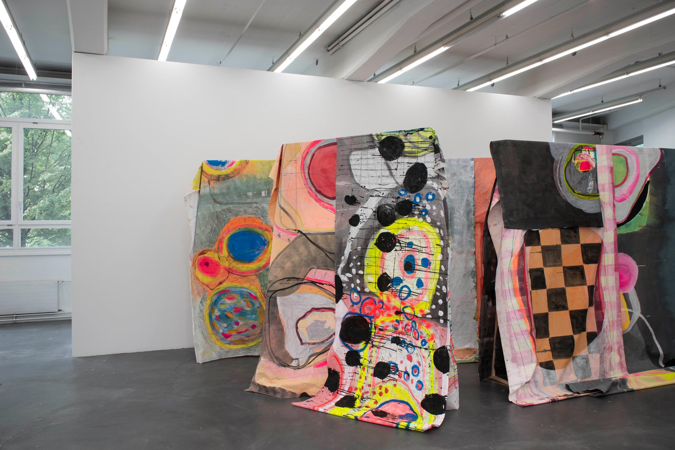 Exhibition View Graduation Show Bachelor and Master Art Institute HGK FHNW, Basel «I-Hood; view on Sonja Lippuner, Falter, hellwach, 2019» at Kunsthaus Baselland, 2019 / Photo: Christian Knörr / Courtesy: the artists