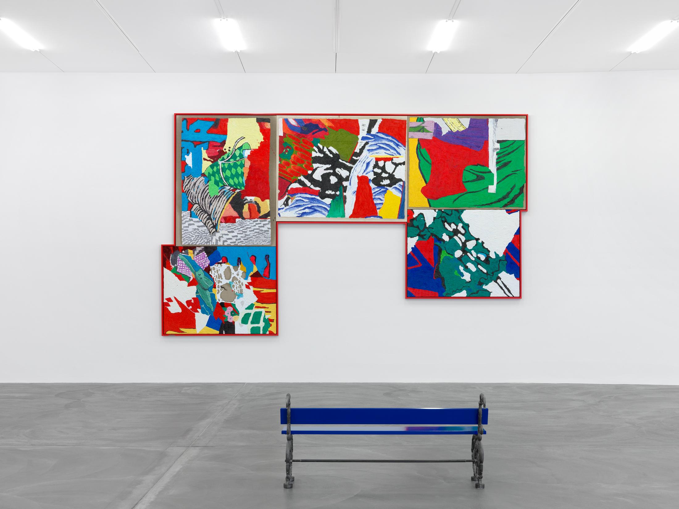 Exhibition View Ida Ekblad Soloshow «FRA ÅRE TIL OVN» at Kunsthalle Zürich,  Zurich, 2019 / © Photo: Annik Wetter / Courtesy: the artist and Kunsthalle Zürich
