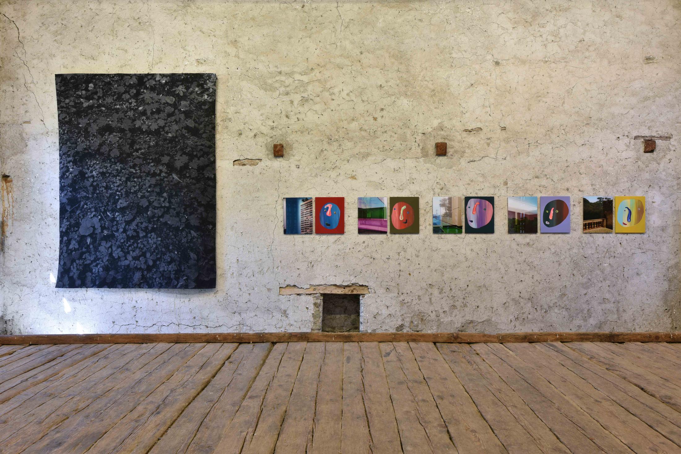 Exhibition View Group Show «Il god - ün omagi per nos bazegner» at Stalla Madulain, Madulain, 2021 / Photo: Stephan Schenk / Courtesy: the artists and Stalla Madulain