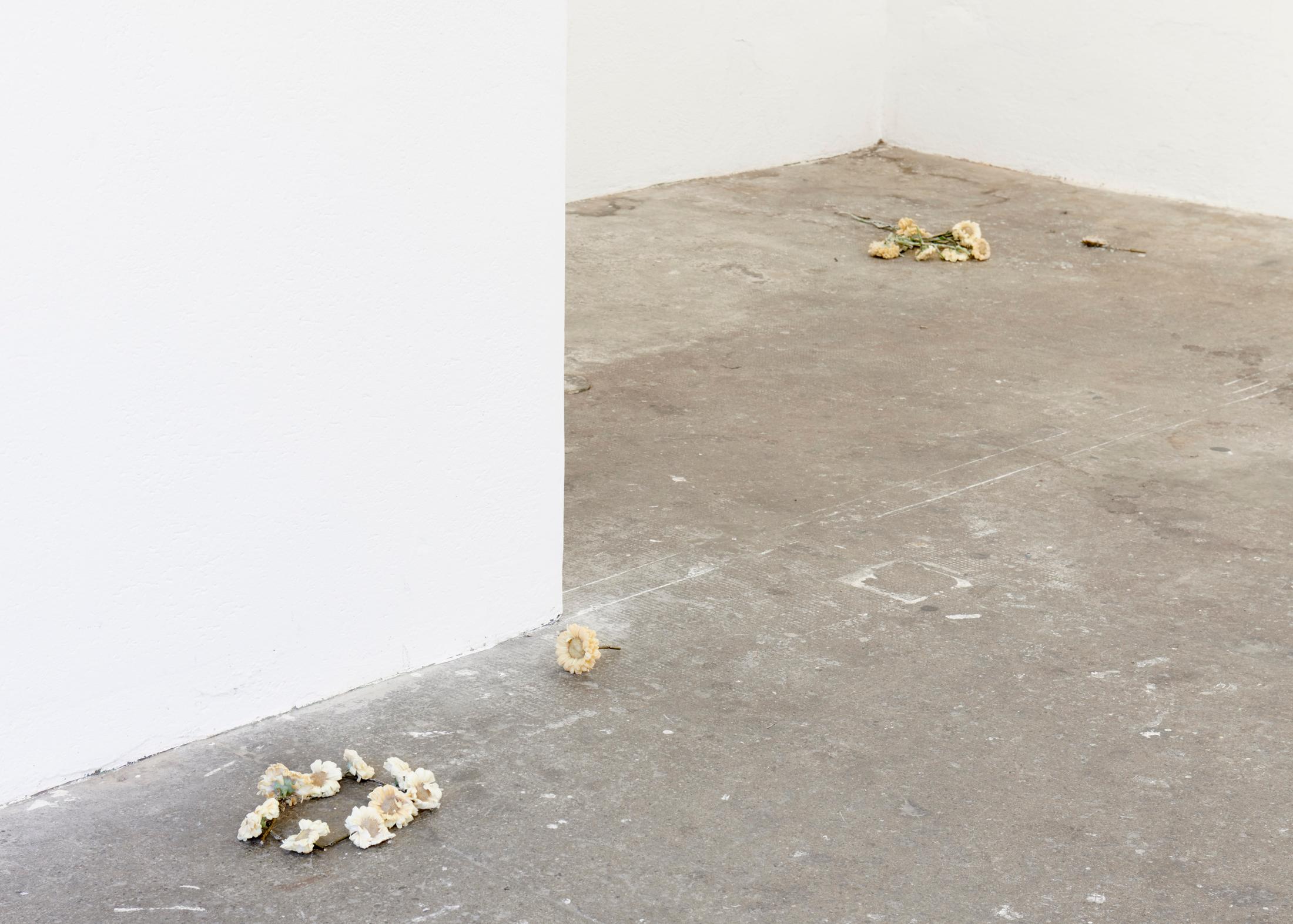 Exhibition View Duo Exhibition «Sunday Was Already Today; view on Ilaria Vinci» at WallStreet, Fribourg, 2020 / Photo: Guillaume Python / Courtesy: the artist and WallStreet