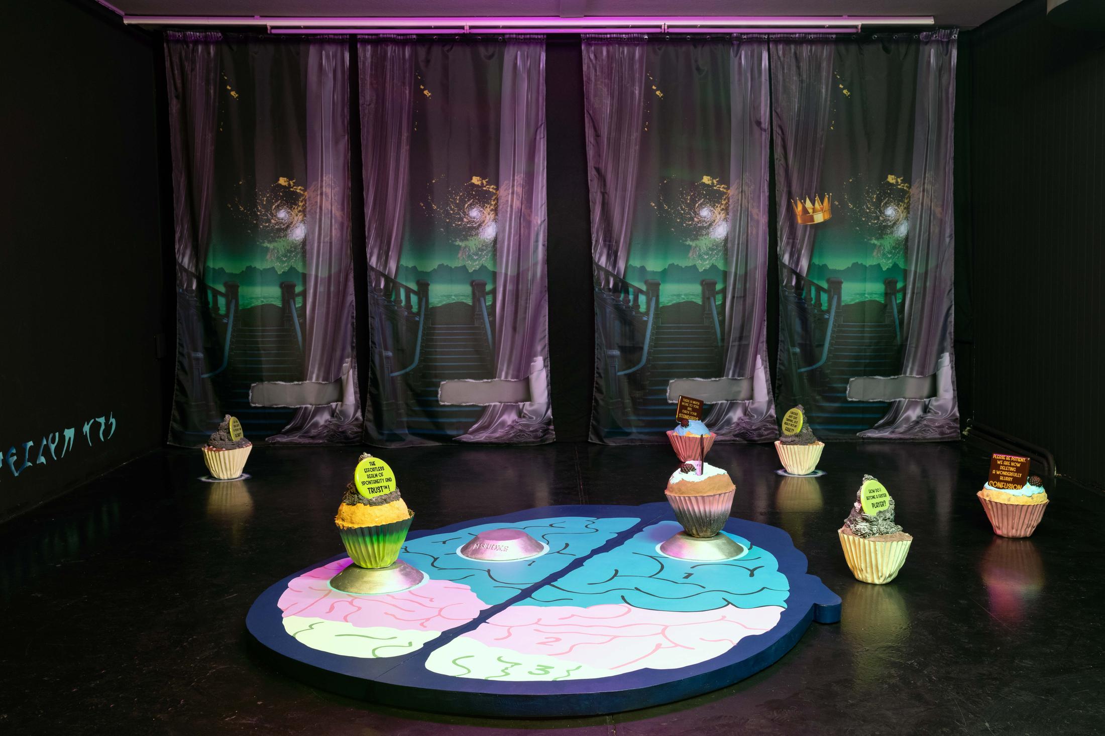 Exhibition View Ilaria Vinci Double Solo Show «Iris IV: Our Last Best Hope and Mind Gamer; view on Ilaria Vinci, „Catch you lucky star!“» at Plymouth Rock and Longtang, Zurich, 2022 / Photo: Flavio Karrer / Courtesy: the artist, Plymouth Rock and Longtang