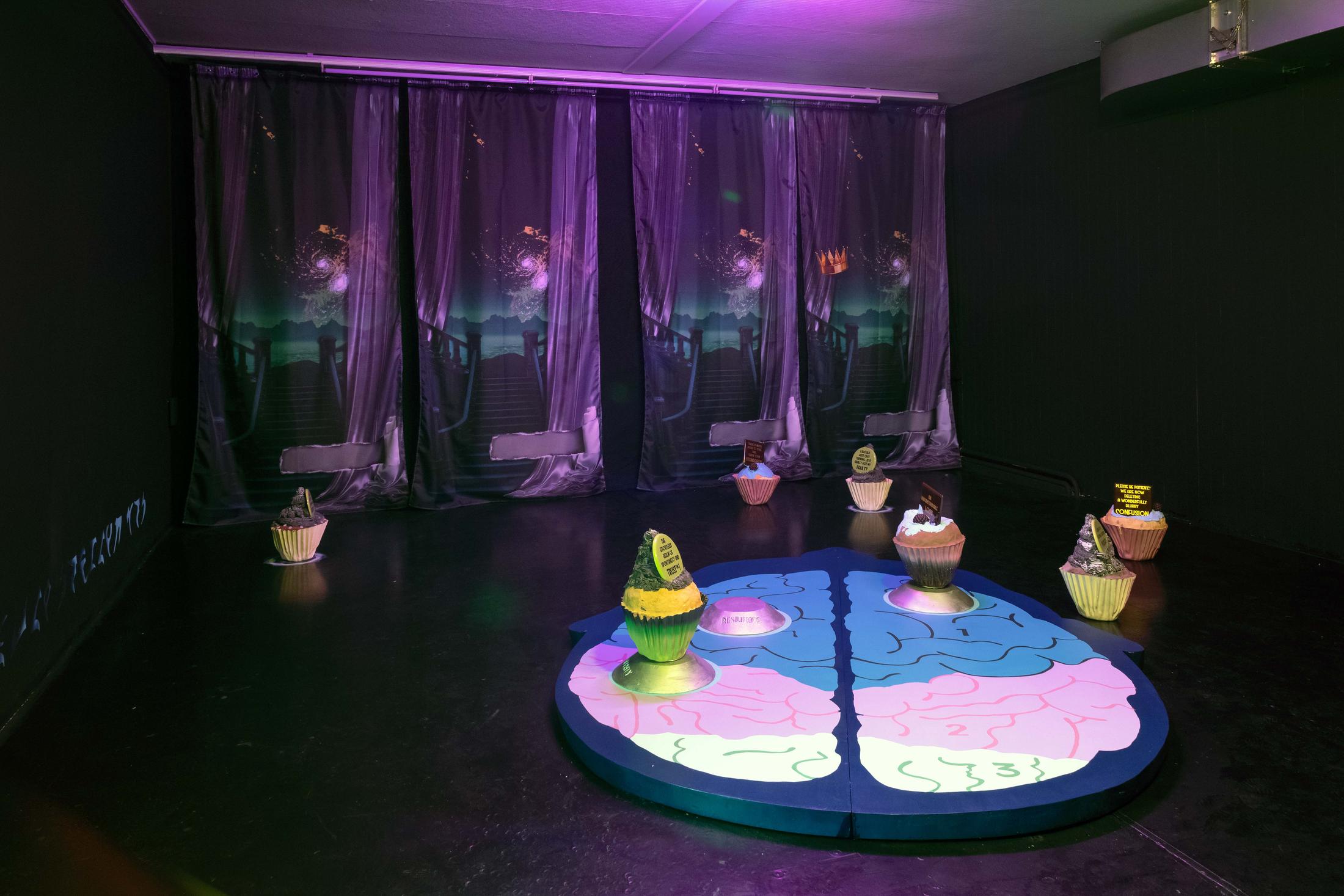Exhibition View Ilaria Vinci Double Solo Show «Iris IV: Our Last Best Hope and Mind Gamer; view on Ilaria Vinci, „Catch you lucky star!“» at Plymouth Rock and Longtang, Zurich, 2022 / Photo: Flavio Karrer / Courtesy: the artist, Plymouth Rock and Longtang