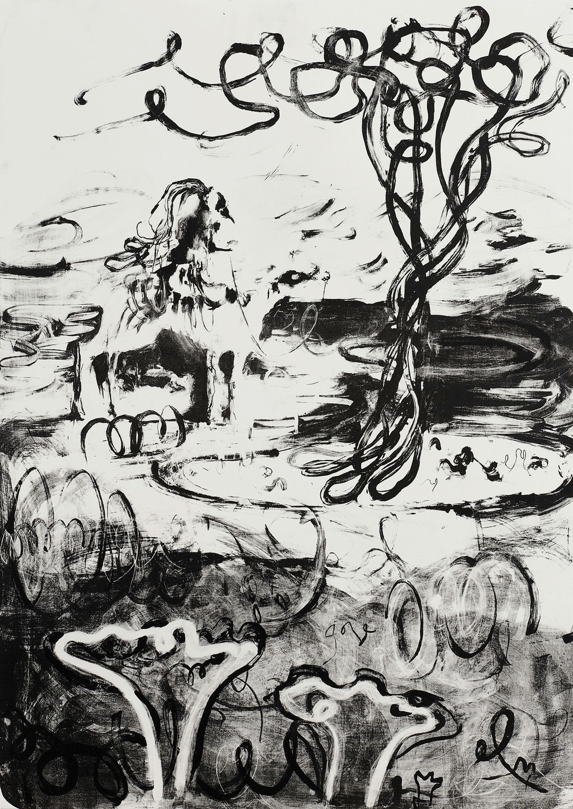 Exhibition View Groupshow «Intaglio and Lithography: Works on Paper; view on Rebekka Steiger, Untitled 3, 2019» at Edition VFO, Zurch, 2020 / Photo: Sabina Bosch / Courtesy: the artists and Edition VFO