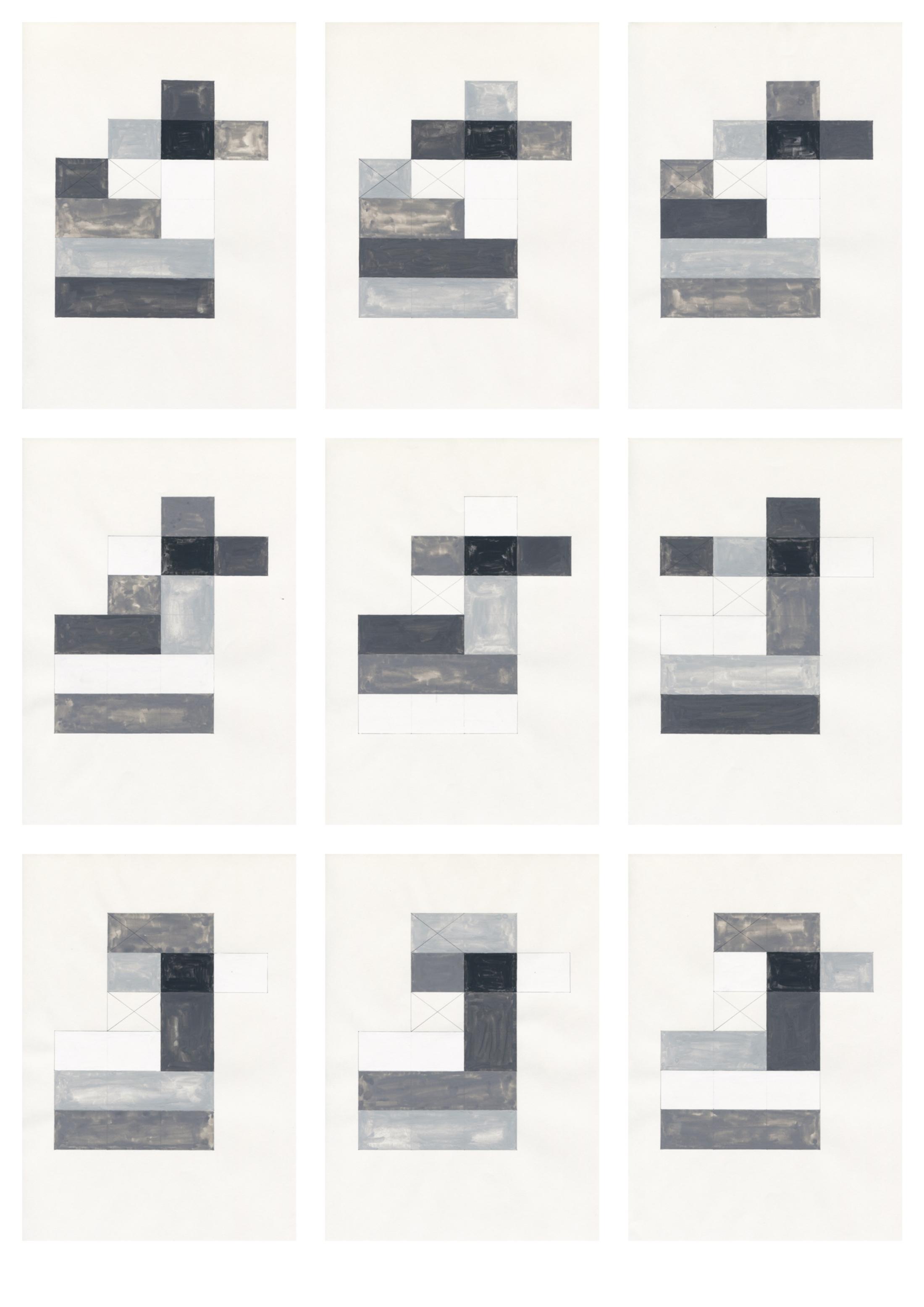 Exhibition View Isa Genzken Solo Show «Works from 1973 to 1983; view on Isa Genzken, Die Form entwickelt sich daraus, dass jede der fünf Farben jede andere Farbe berührt, 1973» at Kunstmuseum Basel, Basel, 2020 / Photo: Galerie Buchholz, Berlin/Köln/New York, © 2020, ProLitteris, Zurich / Courtesy: Ringier Collection, Switzerland