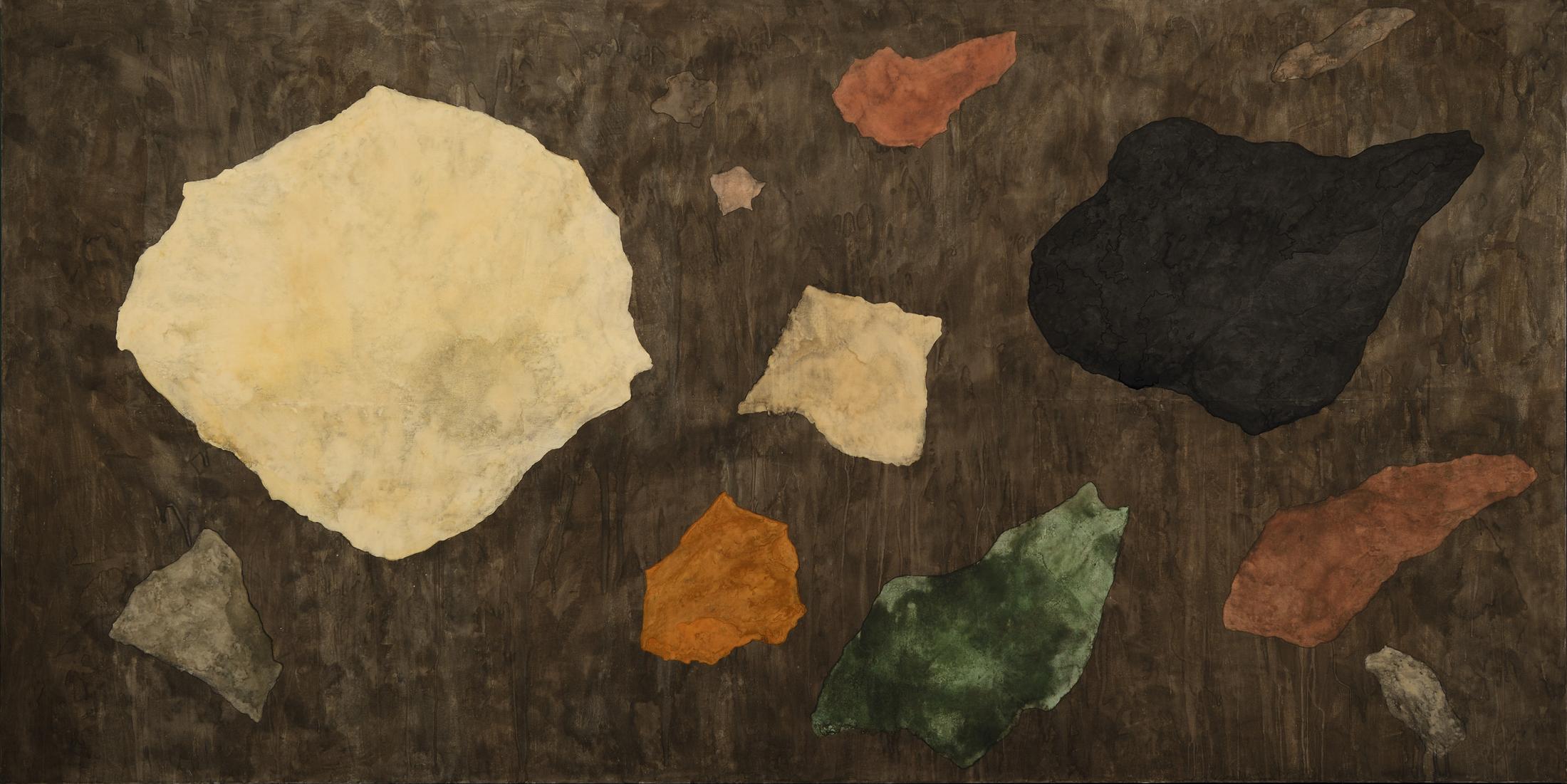 Exhibition View Jan Jedlička Solo Show «Retrospective; view on Jan Jedlička, Das grosse Prag, 2012; Pigment auf Japanpapier auf Leinwand, 180 x 360 cm» at Kunsthaus Zug, Zug, 2023 / Photo: Oto Palán / Courtesy: the artist and private property