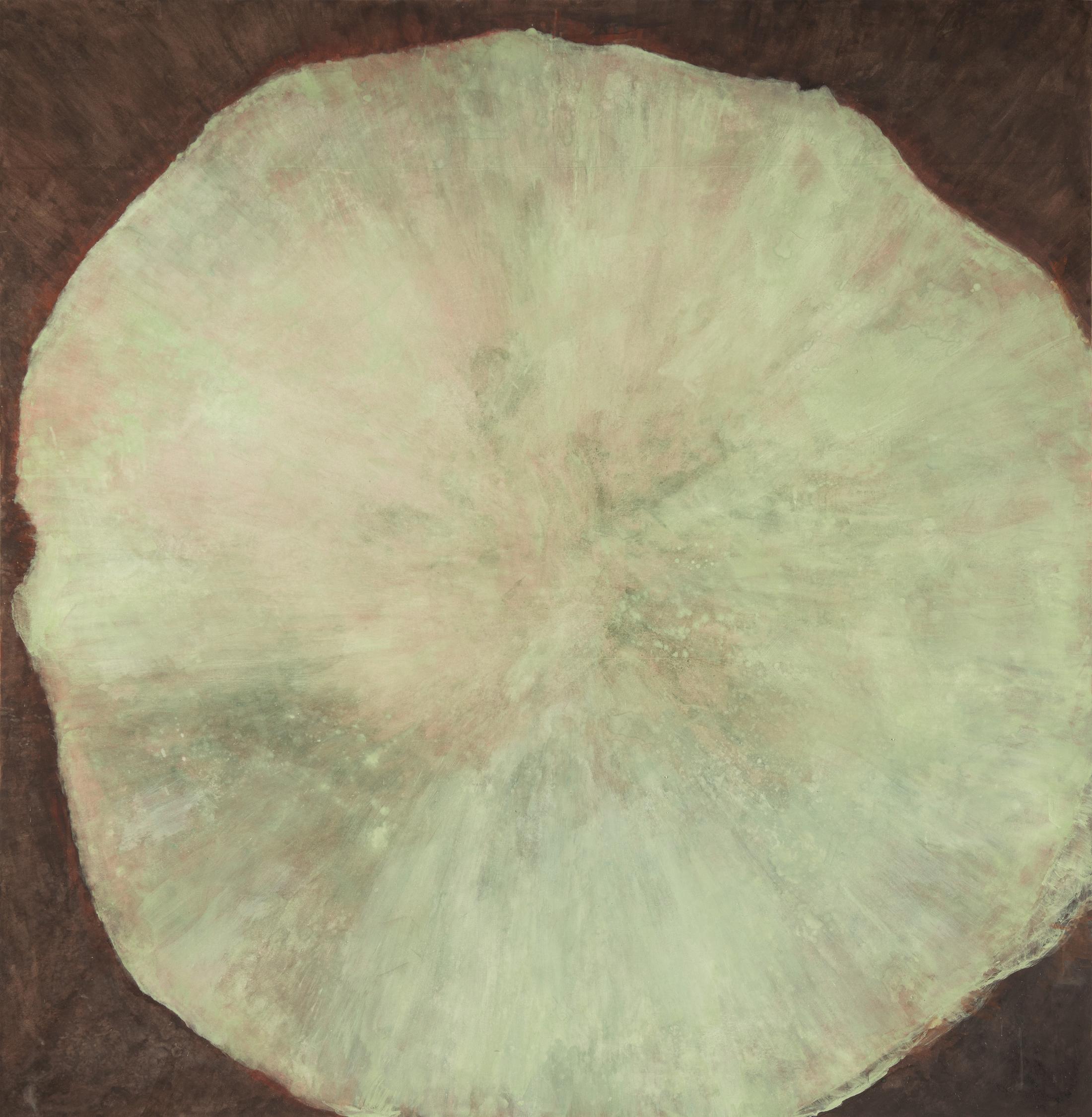 Exhibition View Jan Jedlička Solo Show «Retrospective; view on Jan Jedlička, Das grosse grüne Prag, 2018-2019; Pigment auf Japanpapier auf Leinwand, 185 x 180 cm» at Kunsthaus Zug, Zug, 2023 / Photo: Oto Palán / Courtesy: the artist and Michele Amadasi