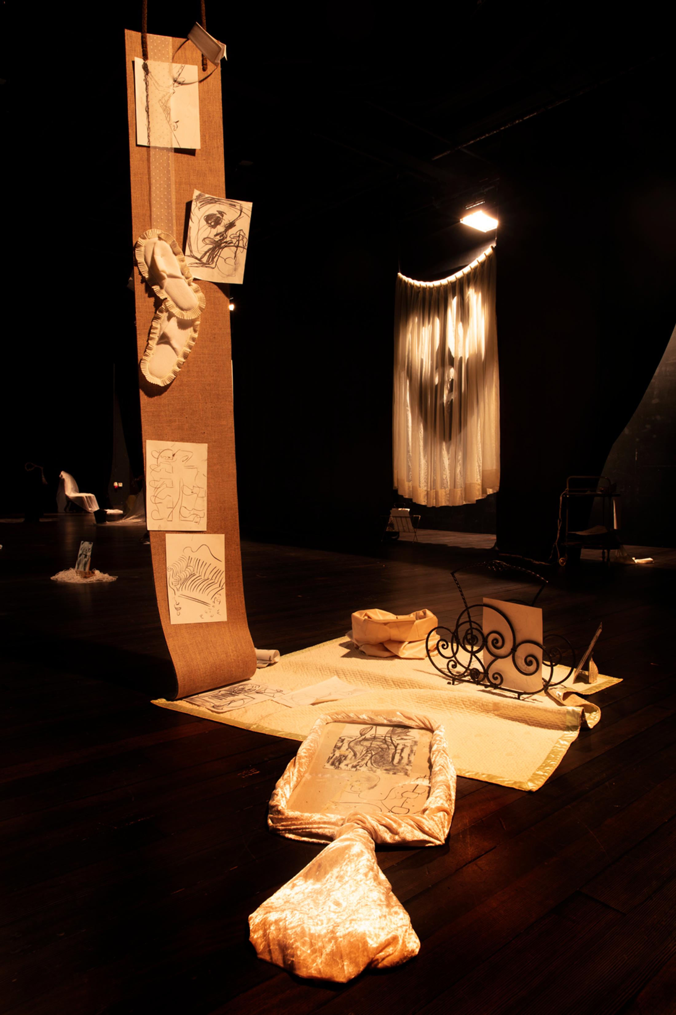 Exhibition View Jessy Razafimanfimby Soloshow "Droit de Visite de Digestion" at Alpina Huus x Arsenic, Lausanne, 2019 / Photo: Cyril Porchet / Courtesy: the artist Alpina Huus | Arsenic, Contemporary Performing Arts Centre, Lausanne