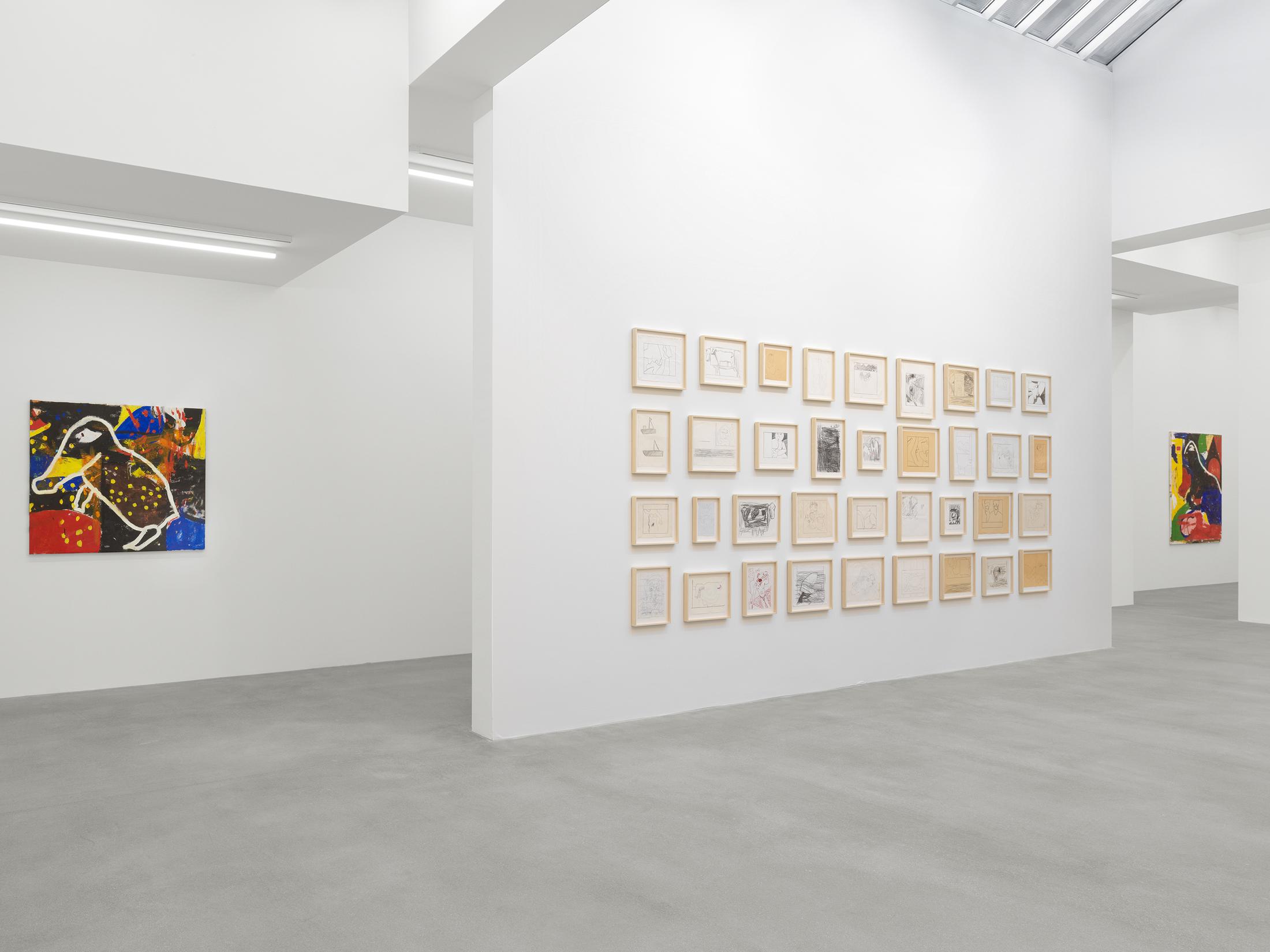 Exhibition View Joe Bradley Soloshow «Sub Ek» at Galerie Eva Presenhuber, Waldmannstrasse, Zurich, 2020 / Photo: Stefan Altenburger / © Joe Bradley / Courtesy: the artist and Galerie Eva Presenhuber, Zurich / New York