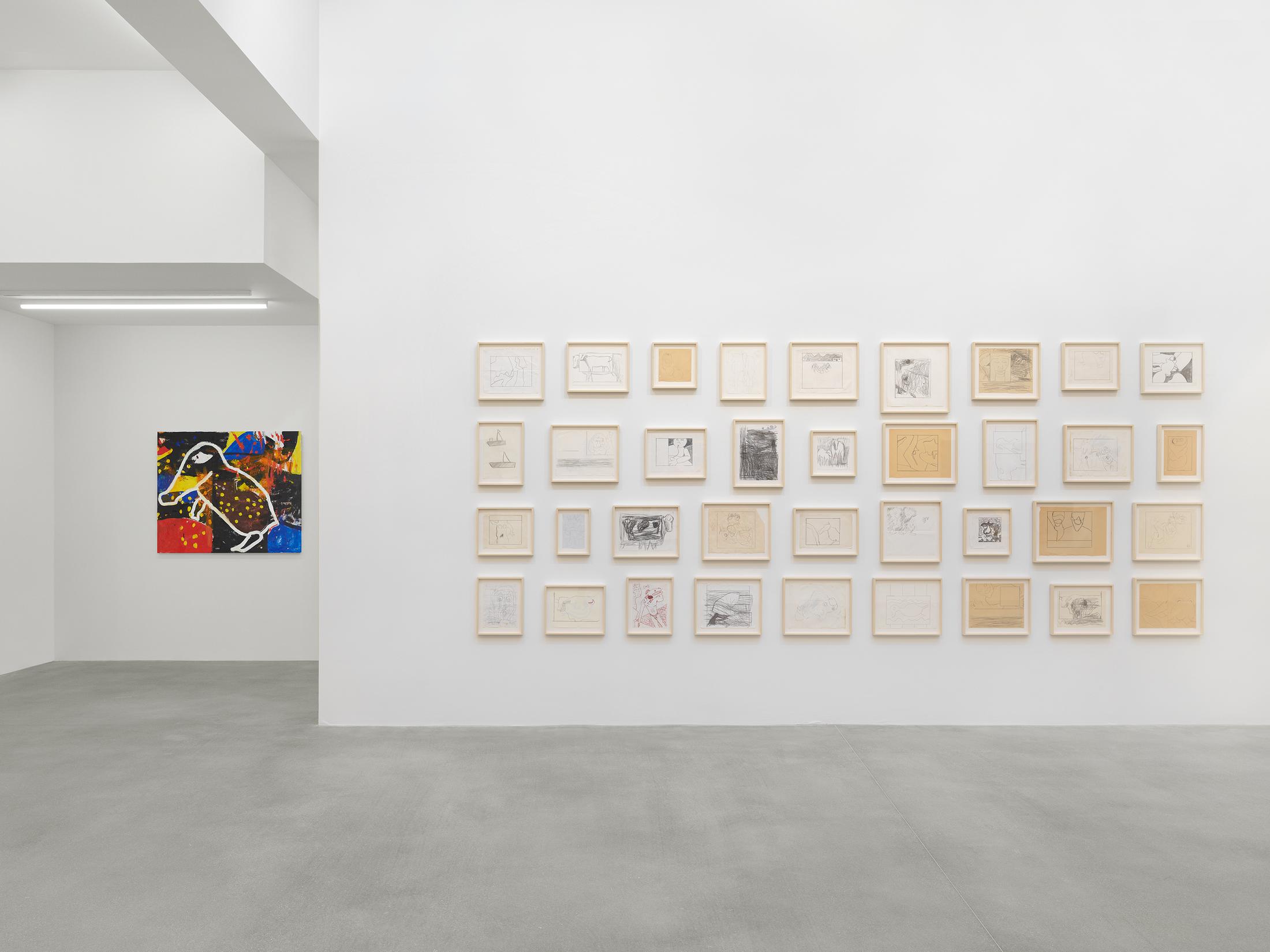 Exhibition View Joe Bradley Soloshow «Sub Ek» at Galerie Eva Presenhuber, Waldmannstrasse, Zurich, 2020 / Photo: Stefan Altenburger / © Joe Bradley / Courtesy: the artist and Galerie Eva Presenhuber, Zurich / New York