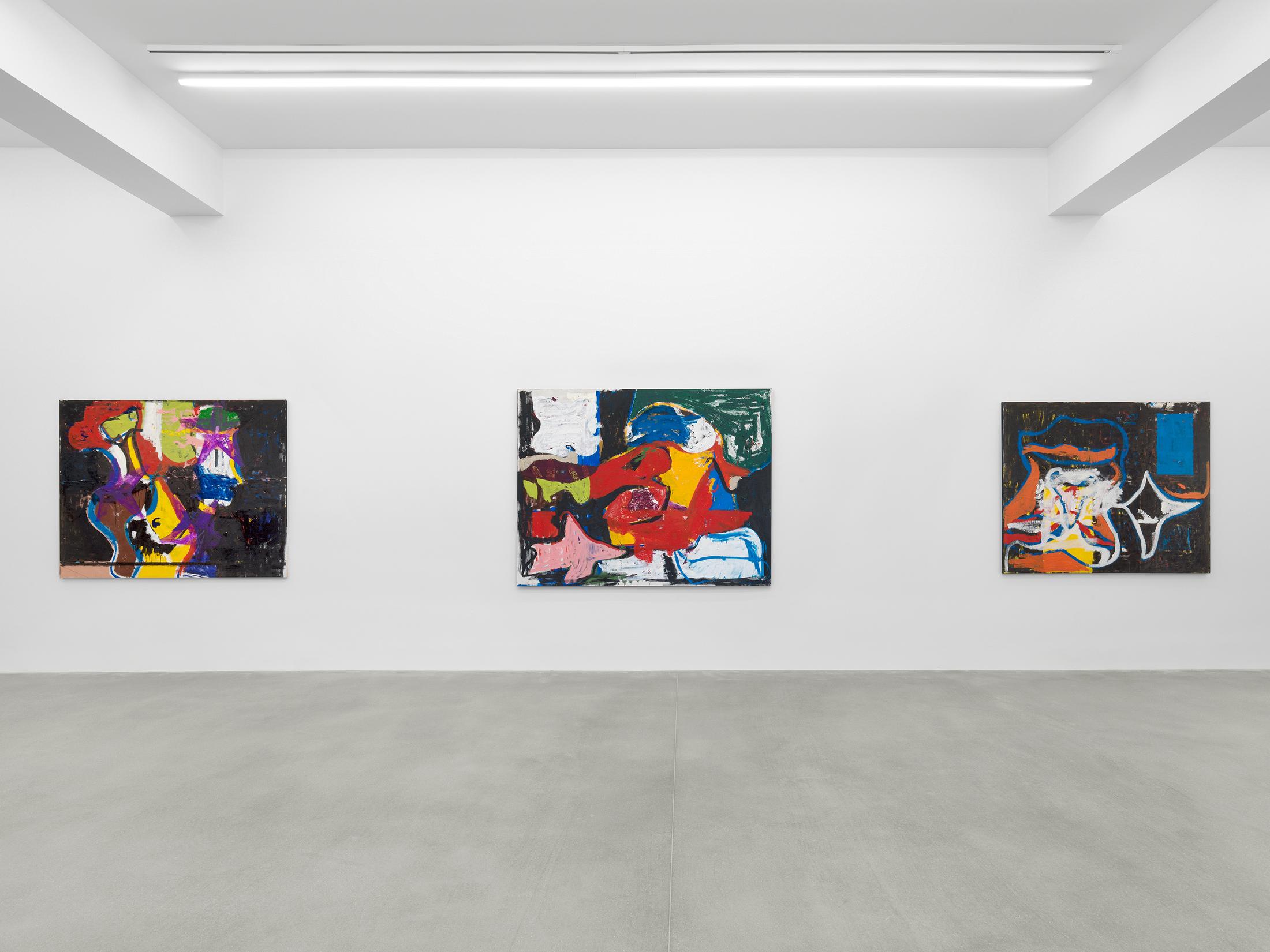 Exhibition View Joe Bradley Soloshow «Sub Ek» at Galerie Eva Presenhuber, Waldmannstrasse, Zurich, 2020 / Photo: Stefan Altenburger / © Joe Bradley / Courtesy: the artist and Galerie Eva Presenhuber, Zurich / New York