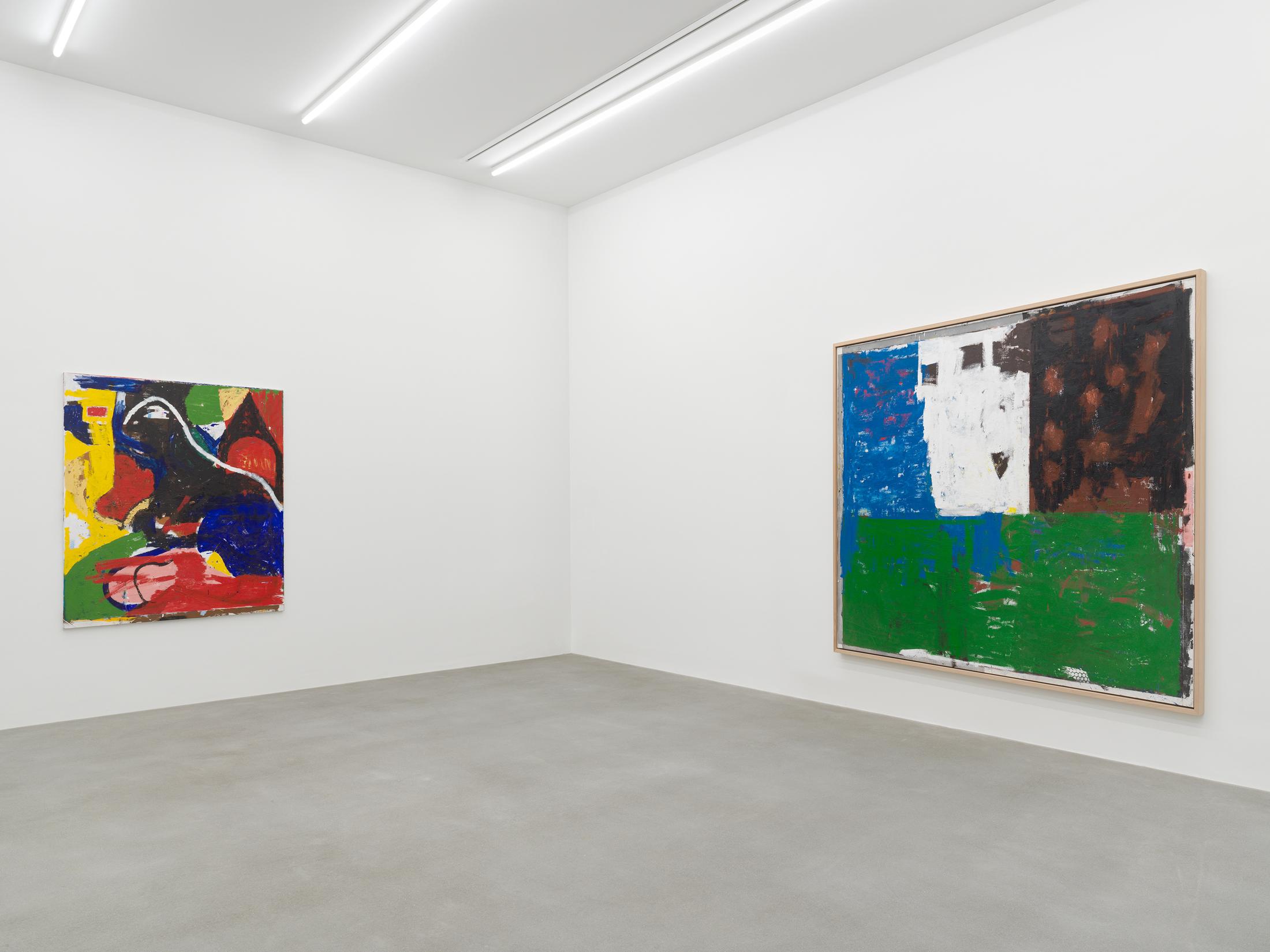 Exhibition View Joe Bradley Soloshow «Sub Ek» at Galerie Eva Presenhuber, Waldmannstrasse, Zurich, 2020 / Photo: Stefan Altenburger / © Joe Bradley / Courtesy: the artist and Galerie Eva Presenhuber, Zurich / New York