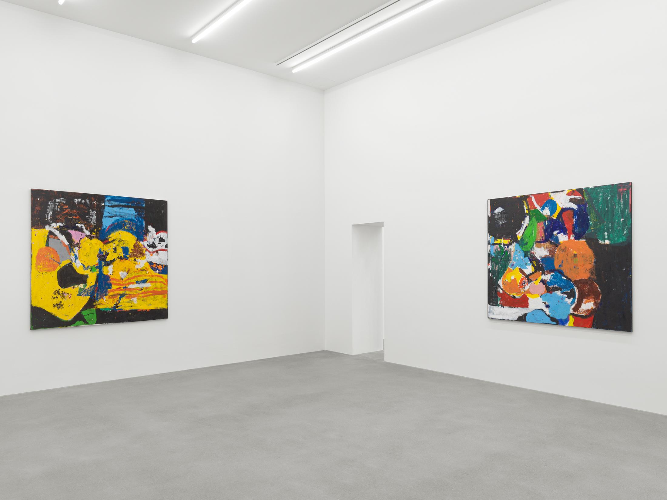 Exhibition View Joe Bradley Soloshow «Sub Ek» at Galerie Eva Presenhuber, Waldmannstrasse, Zurich, 2020 / Photo: Stefan Altenburger / © Joe Bradley / Courtesy: the artist and Galerie Eva Presenhuber, Zurich / New York
