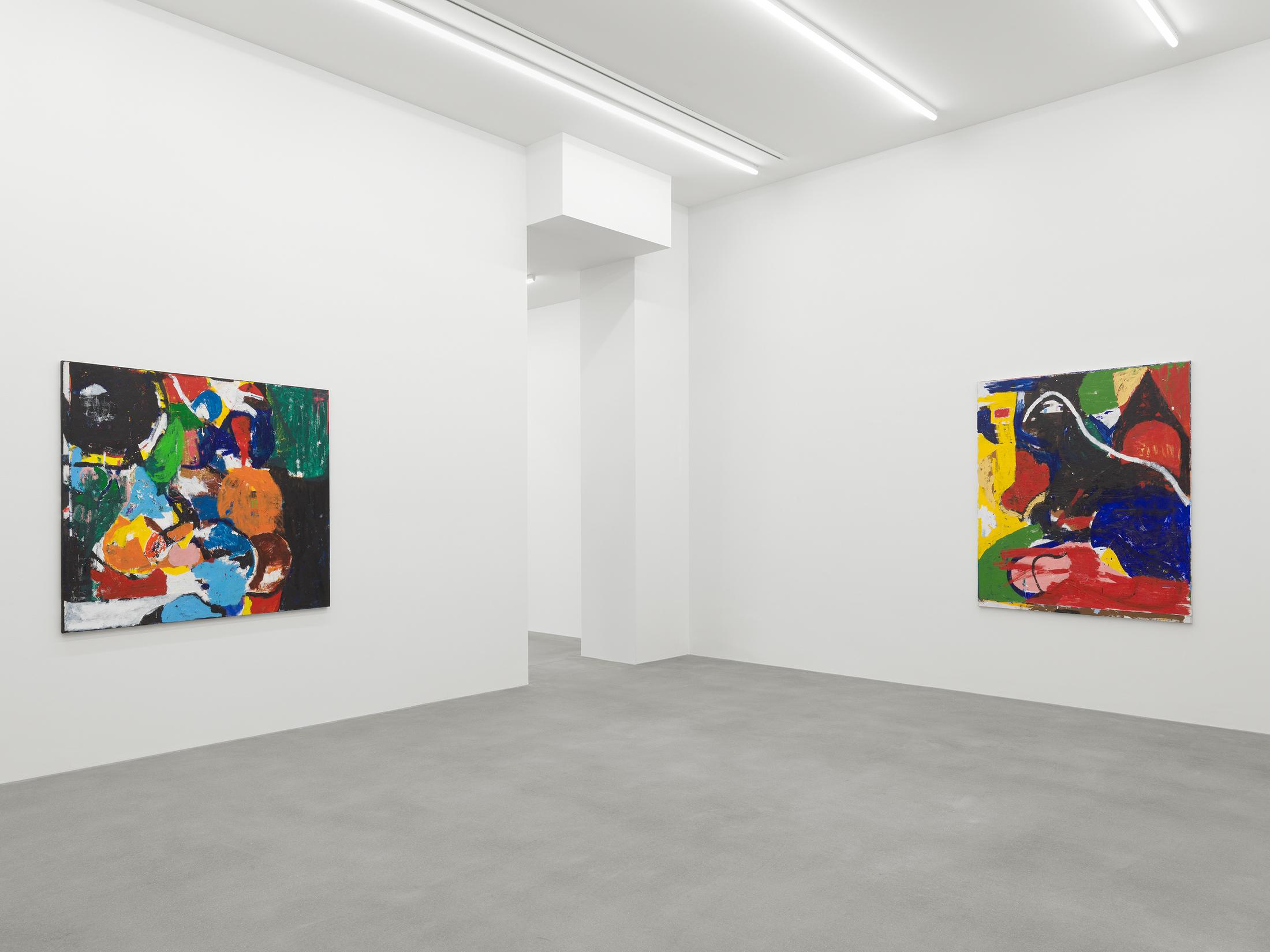 Exhibition View Joe Bradley Soloshow «Sub Ek» at Galerie Eva Presenhuber, Waldmannstrasse, Zurich, 2020 / Photo: Stefan Altenburger / © Joe Bradley / Courtesy: the artist and Galerie Eva Presenhuber, Zurich / New York