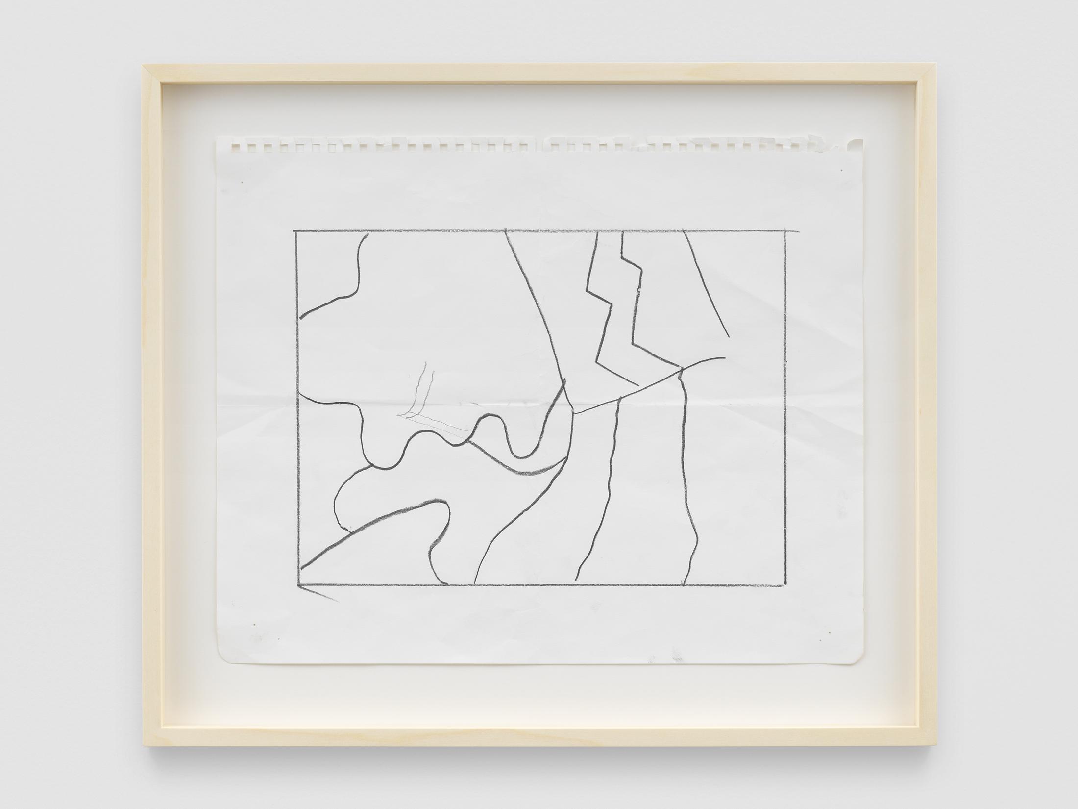 Exhibition View Joe Bradley Soloshow «Sub Ek; view on Joe Bradley, Untitled, 2019, Pencil on paper, 28 x 34.5 cm» at Galerie Eva Presenhuber, Waldmannstrasse, Zurich, 2020 / © Joe Bradley / Courtesy: the artist and Galerie Eva Presenhuber, Zurich / New York