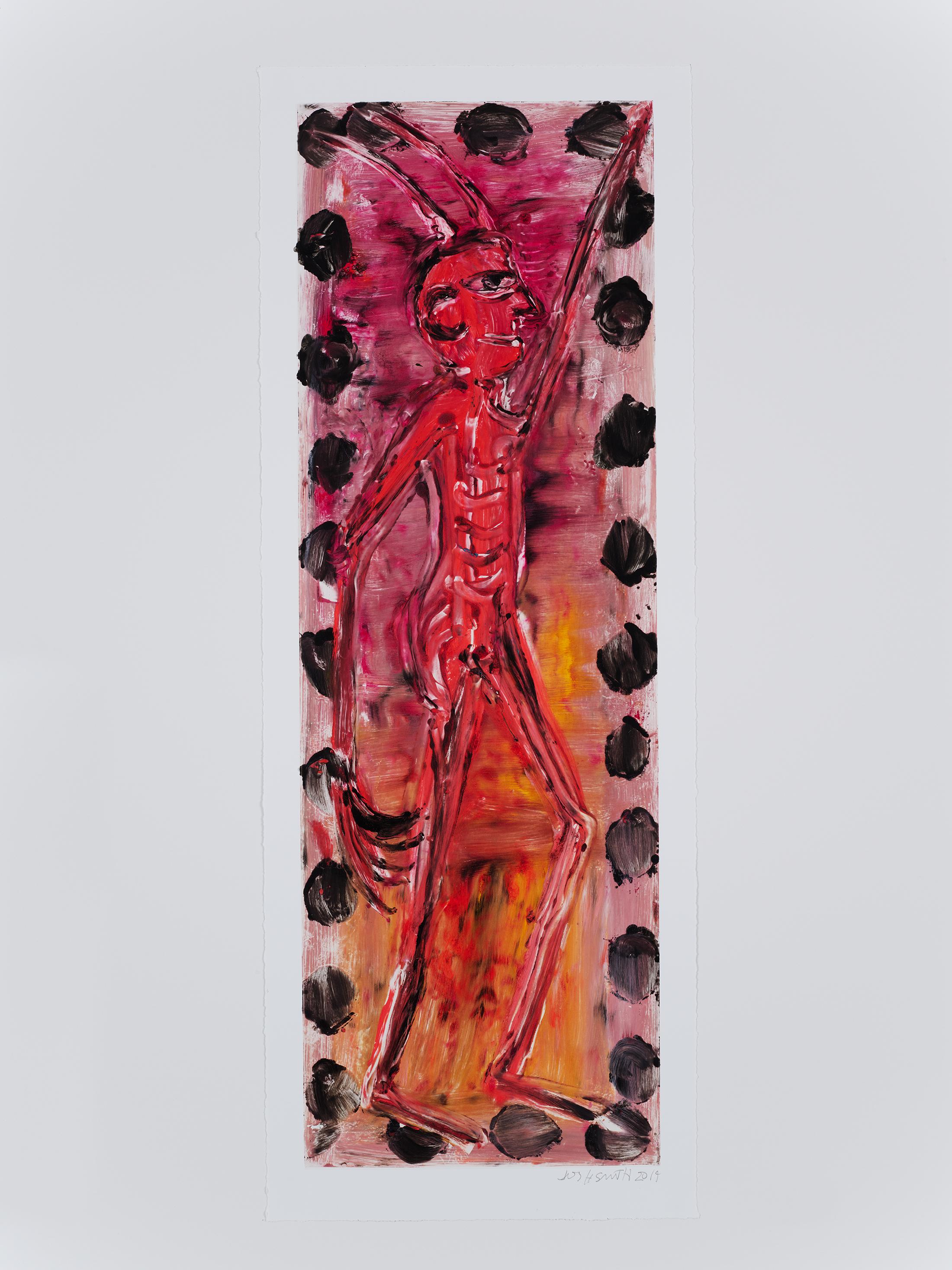 Exhibition View Josh Smith Soloshow «Life; view on Untitled, 2019, (Monotype on paper, unique)» at Galerie Eva Presenhuber, Rämistrasse, Zurich, 2020 / © Josh Smith / Photo: Farzad Owrang / Courtesy: the artist, David Zwirner, and Galerie Eva Presenhuber, Zurich / New York