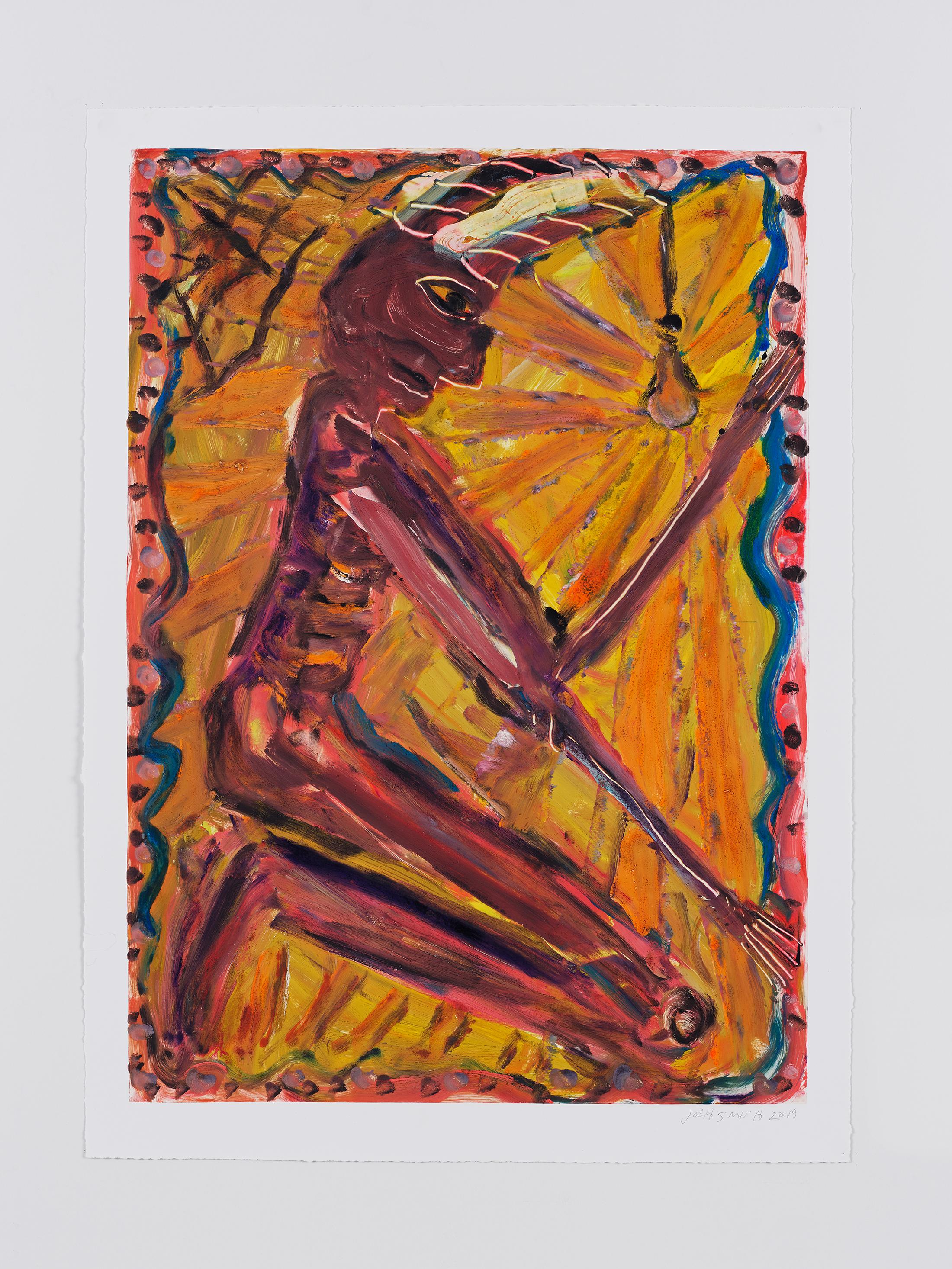 Exhibition View Josh Smith Soloshow «Life; view on Untitled, 2019, (Monotype on paper, unique)» at Galerie Eva Presenhuber, Rämistrasse, Zurich, 2020 / © Josh Smith / Photo: Farzad Owrang / Courtesy: the artist, David Zwirner, and Galerie Eva Presenhuber, Zurich / New York