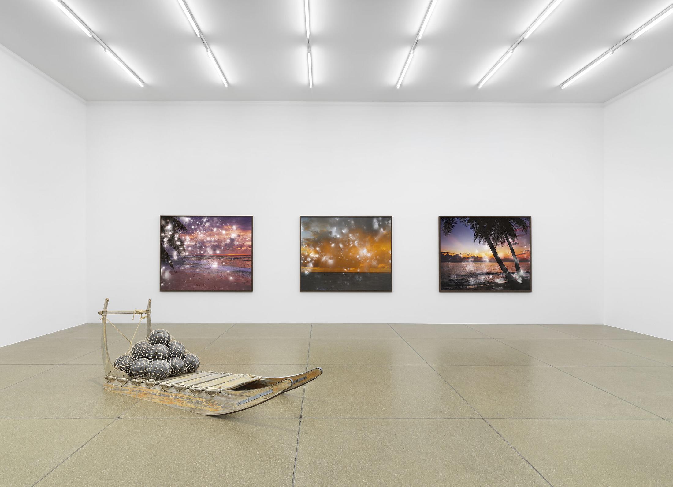 Exhibition View Julian Charrière Soloshow «Towards No Earthly Pole; view on Julian Charrière, Empire, 2019 & First Light, 2016» at Aargauer Kunsthaus, Aarau, 2020 / Photo: Jens Ziehe / © 2020, ProLitteris, Zürich / Courtesy: the artist