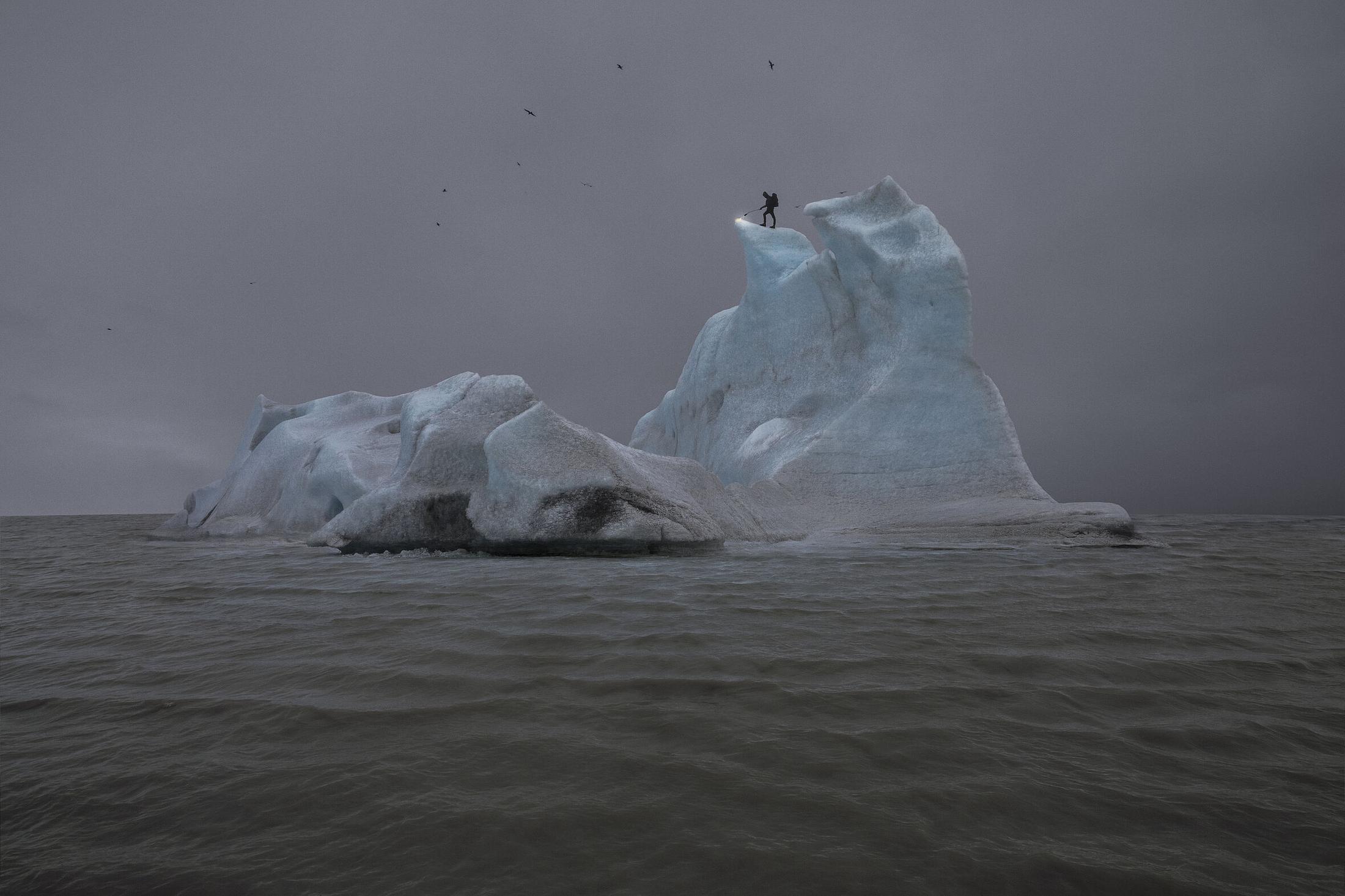 Exhibition View Julian Charrière Soloshow «Towards No Earthly Pole; view on Julian Charrière, The Blue Fossil Entropic Stories I, 2013, (photograph)» at Aargauer Kunsthaus, Aarau, 2020 / © 2020, ProLitteris, Zürich / Courtesy: the artist