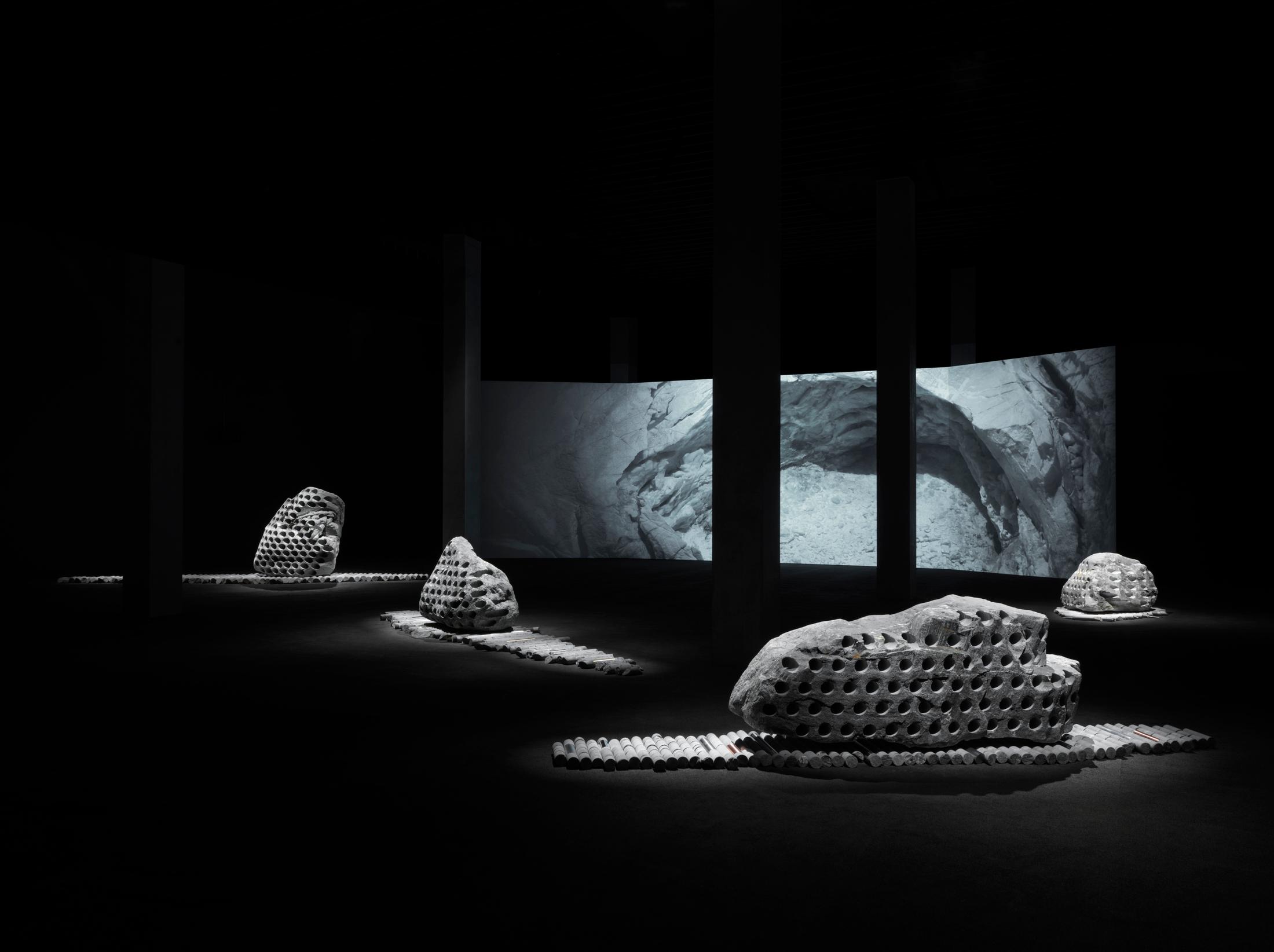 Exhibition View Julian Charrière «Towards No Earthly Pole» at MASI, Lugano, 2019 / © Julian Charrière; ProLitteris / Photo: Jens Ziehe / Courtesy: the artist and MASI, Lugano