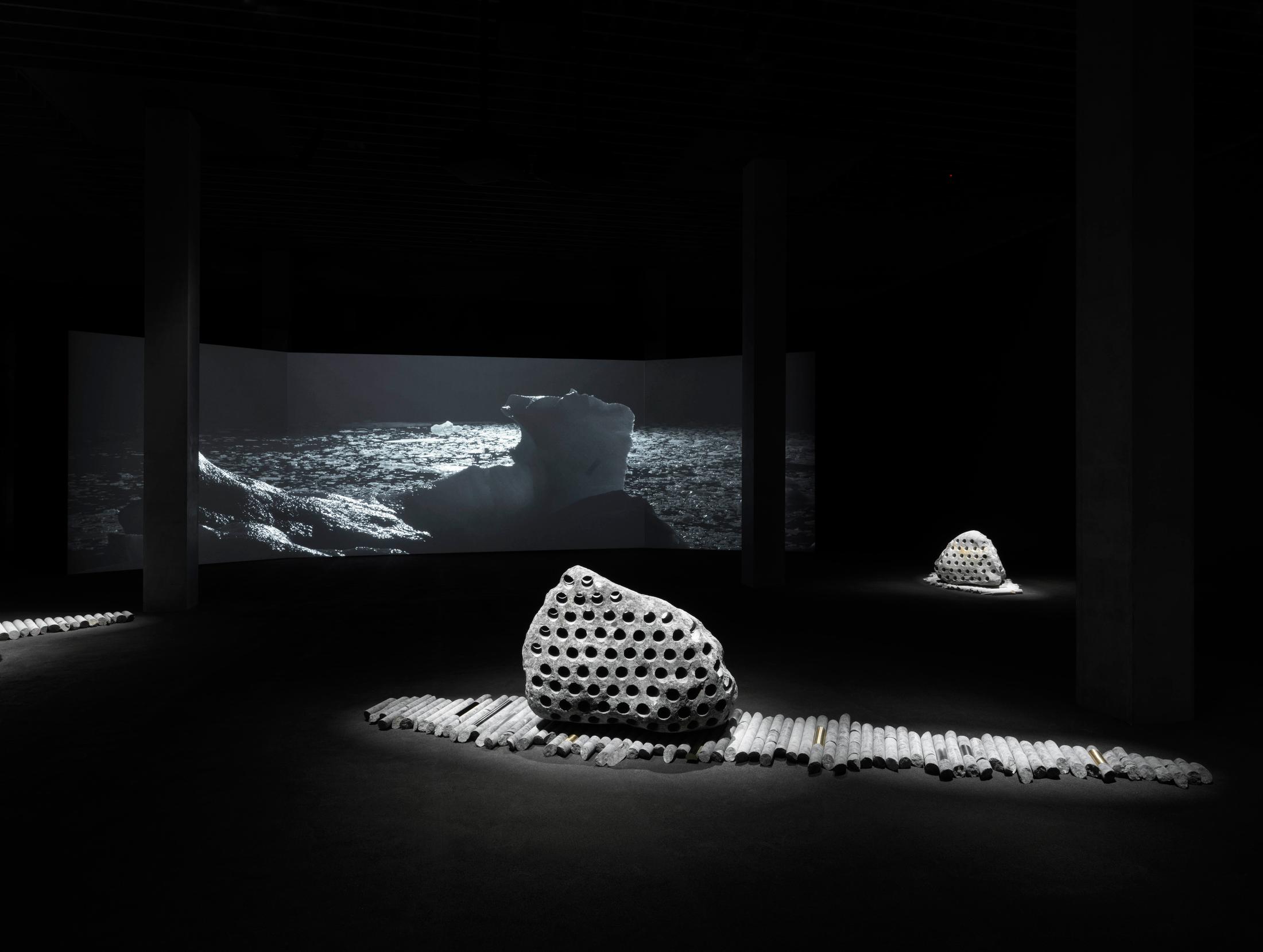 Exhibition View Julian Charrière «Towards No Earthly Pole» at MASI, Lugano, 2019 / © Julian Charrière; ProLitteris / Photo: Jens Ziehe / Courtesy: the artist and MASI, Lugano