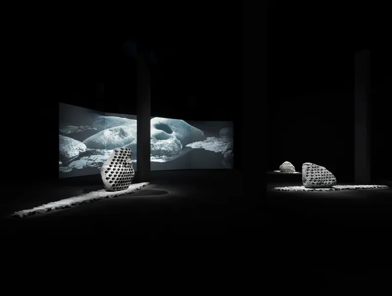 Exhibition View Julian Charrière «Towards No Earthly Pole» at MASI, Lugano, 2019 / © Julian Charrière; ProLitteris / Photo: Jens Ziehe / Courtesy: the artist and MASI, Lugano