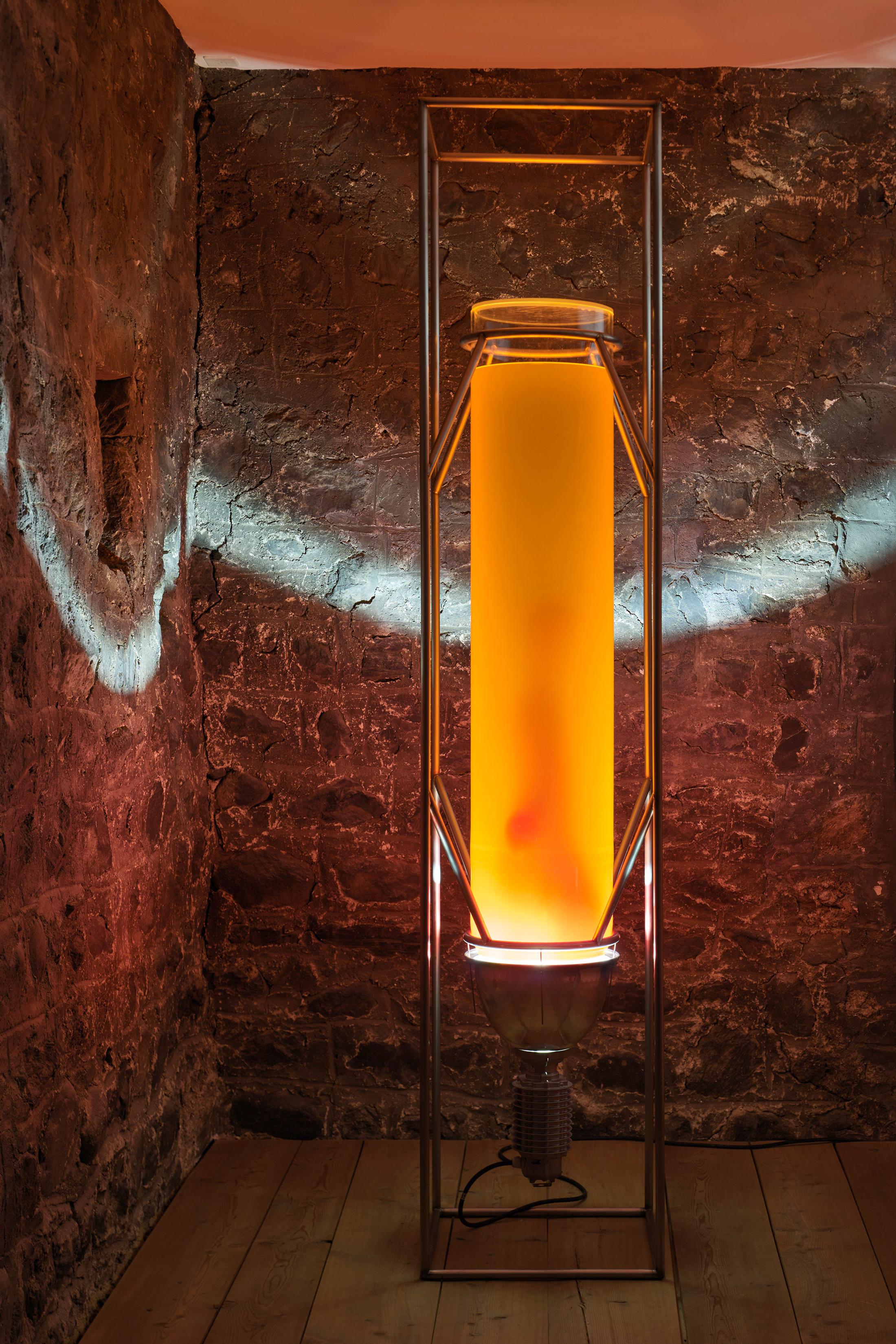 Installation View Julian Charrière Soloshow «Ever Since We Crawled Out / view on An Invitaton to Disappear, 2018» at Galerie Tschudi, Zuoz / Photo: Ralph Feiner / Courtesy: the artist and Galerie Tschudi, Zuoz